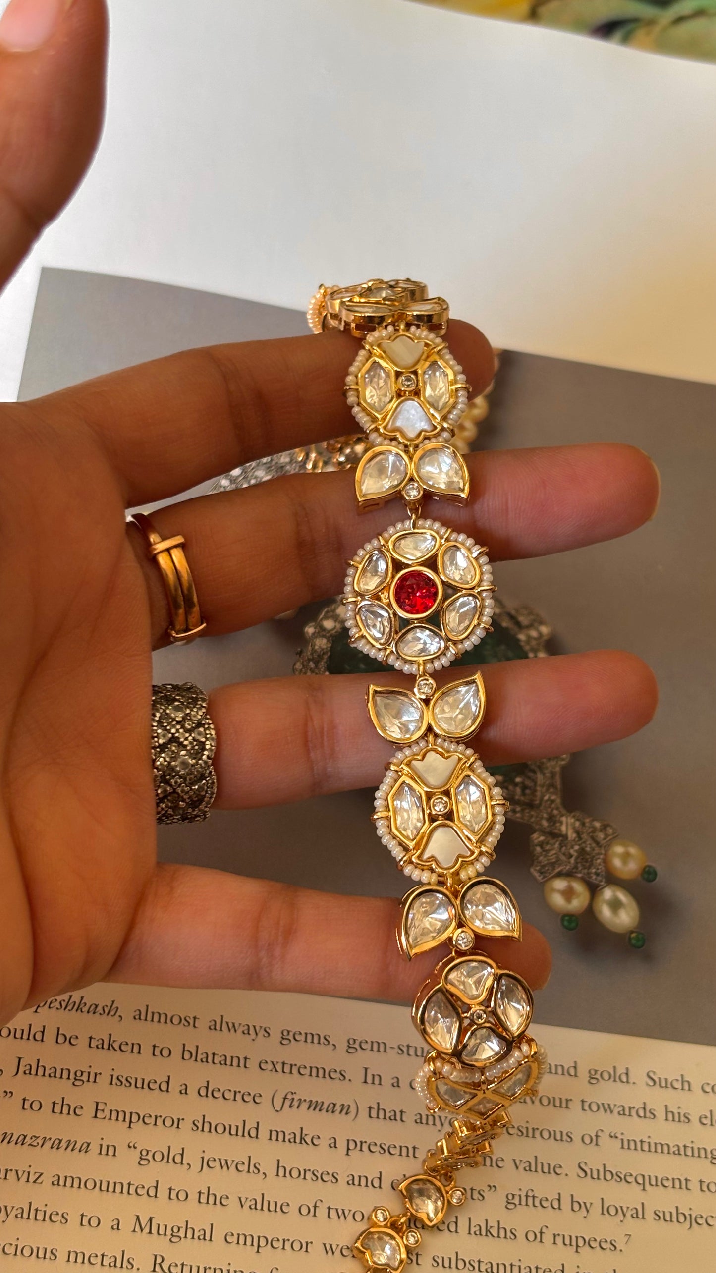 Ruby Kundan floral pattern Mathapati