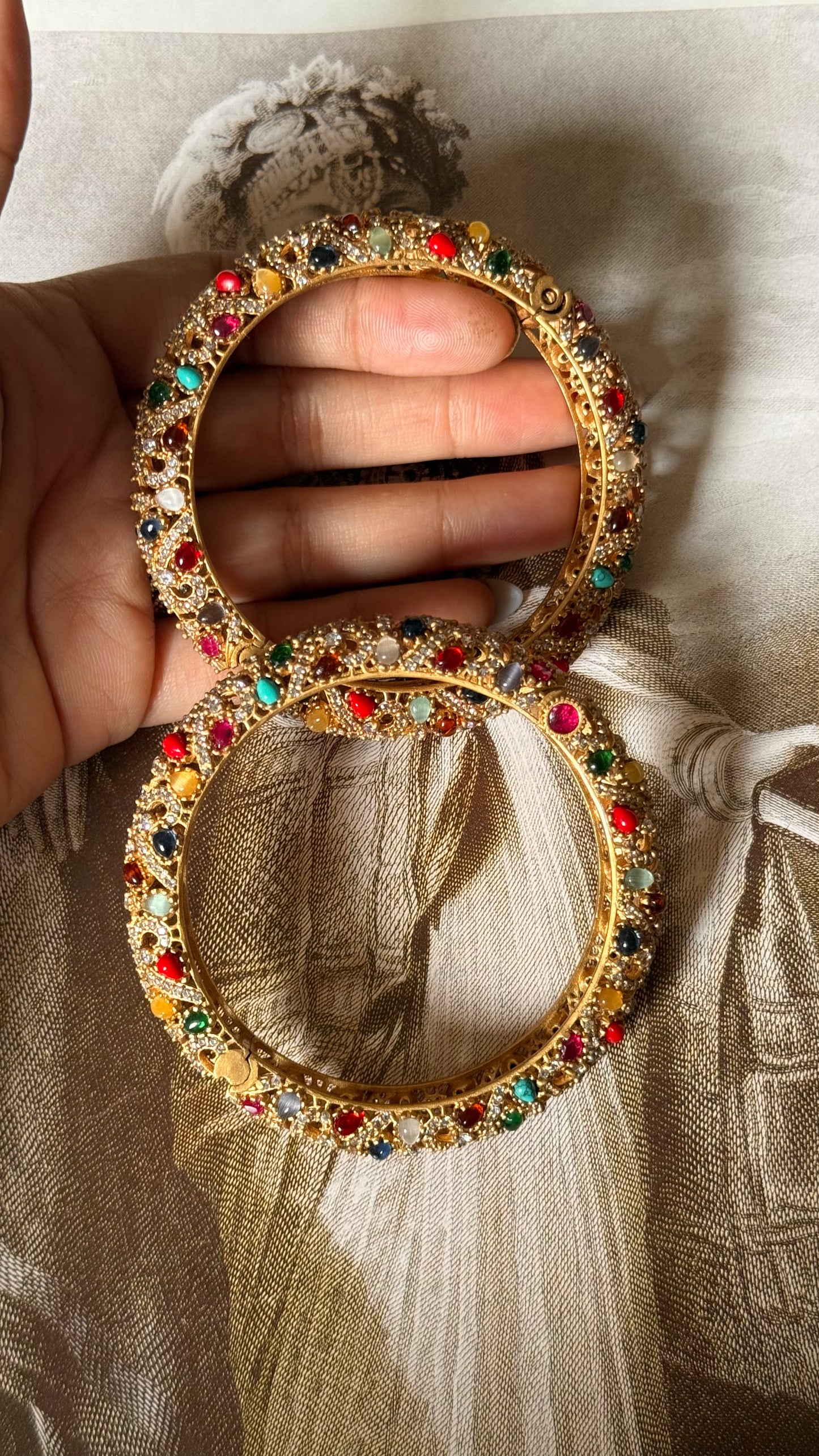 Navratna moissanite openable bangle