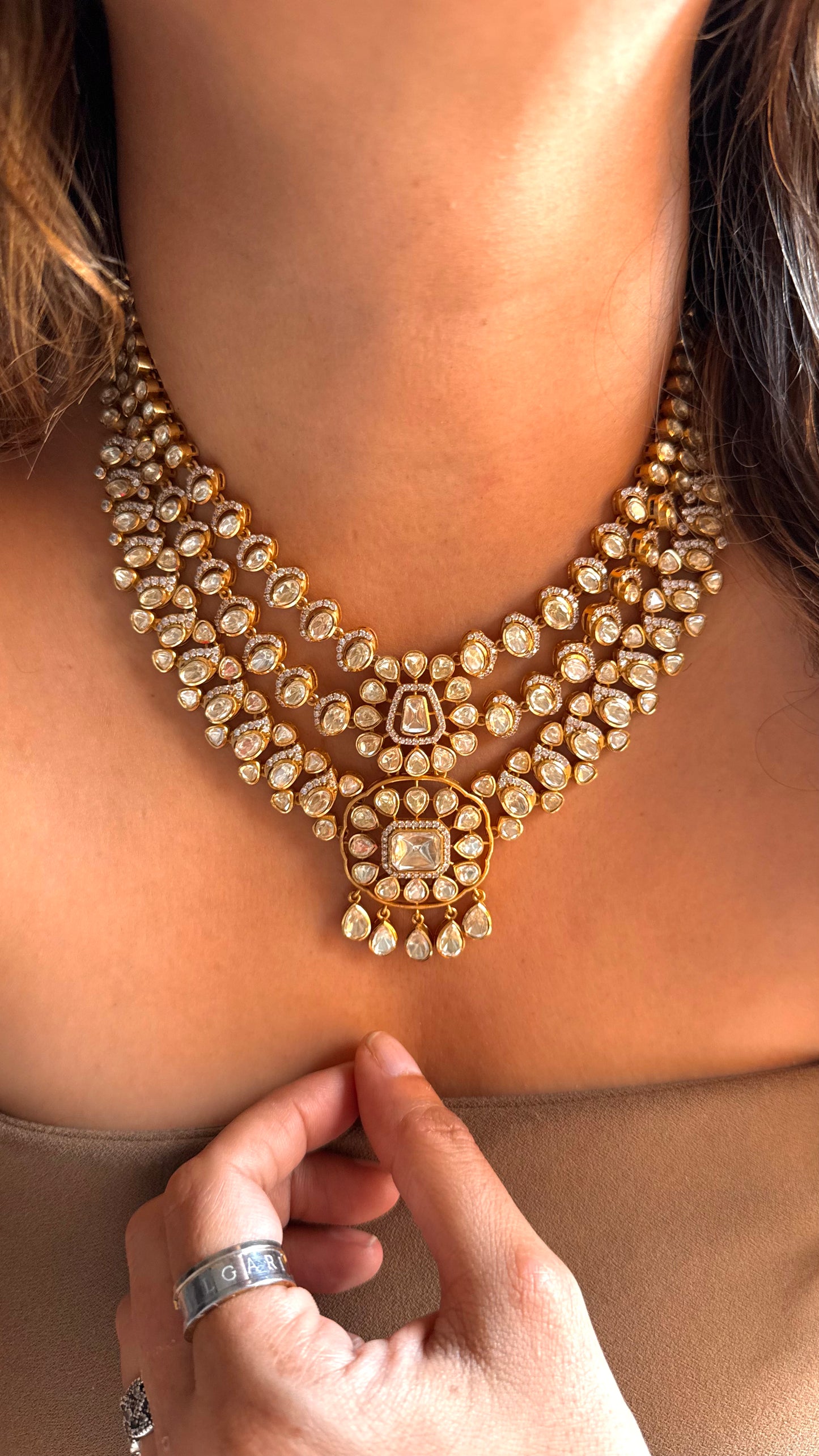 Ria designer bridal Asia LV Polki Necklace