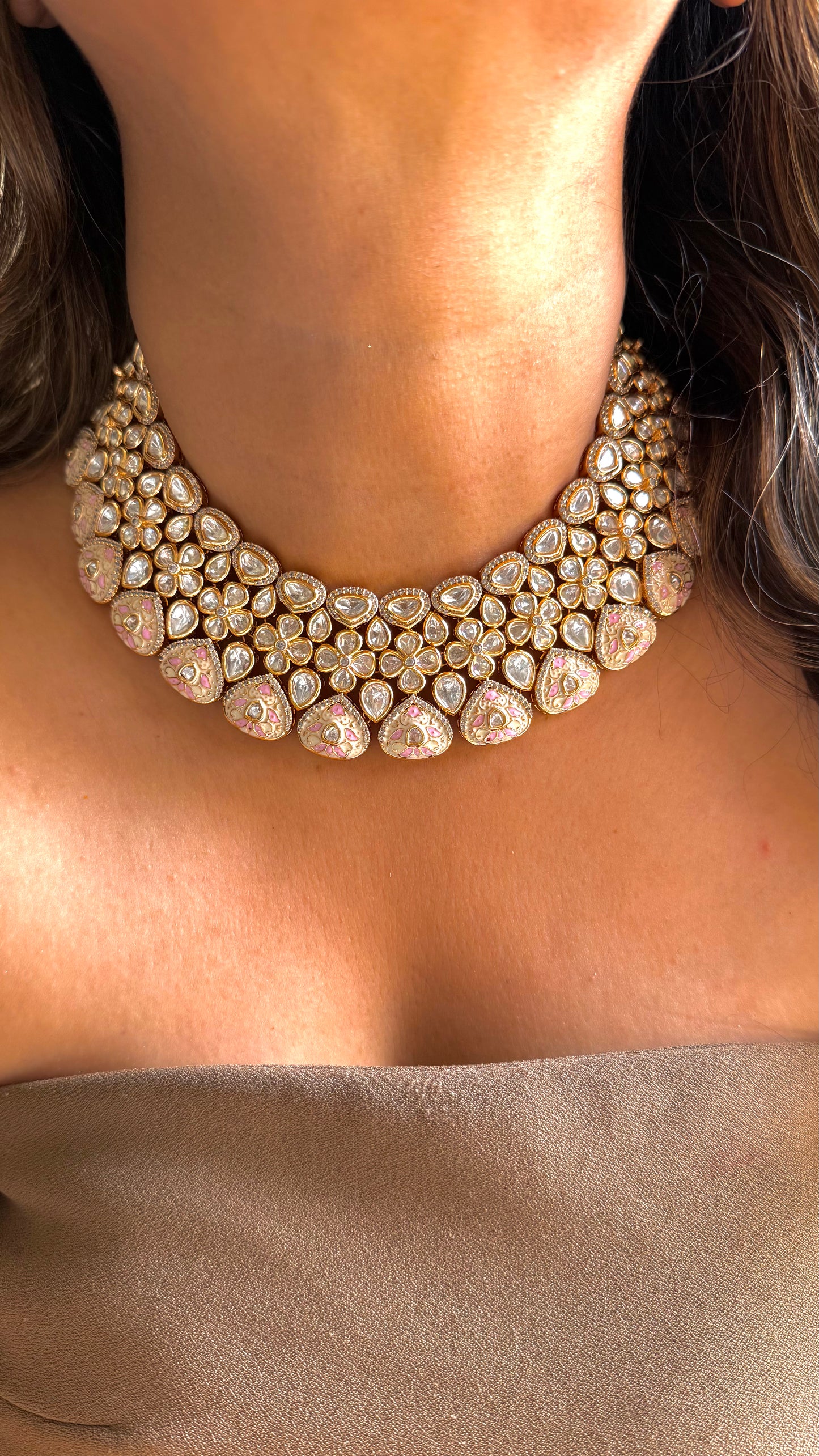 Meenakari Necklace with mint pink detailing