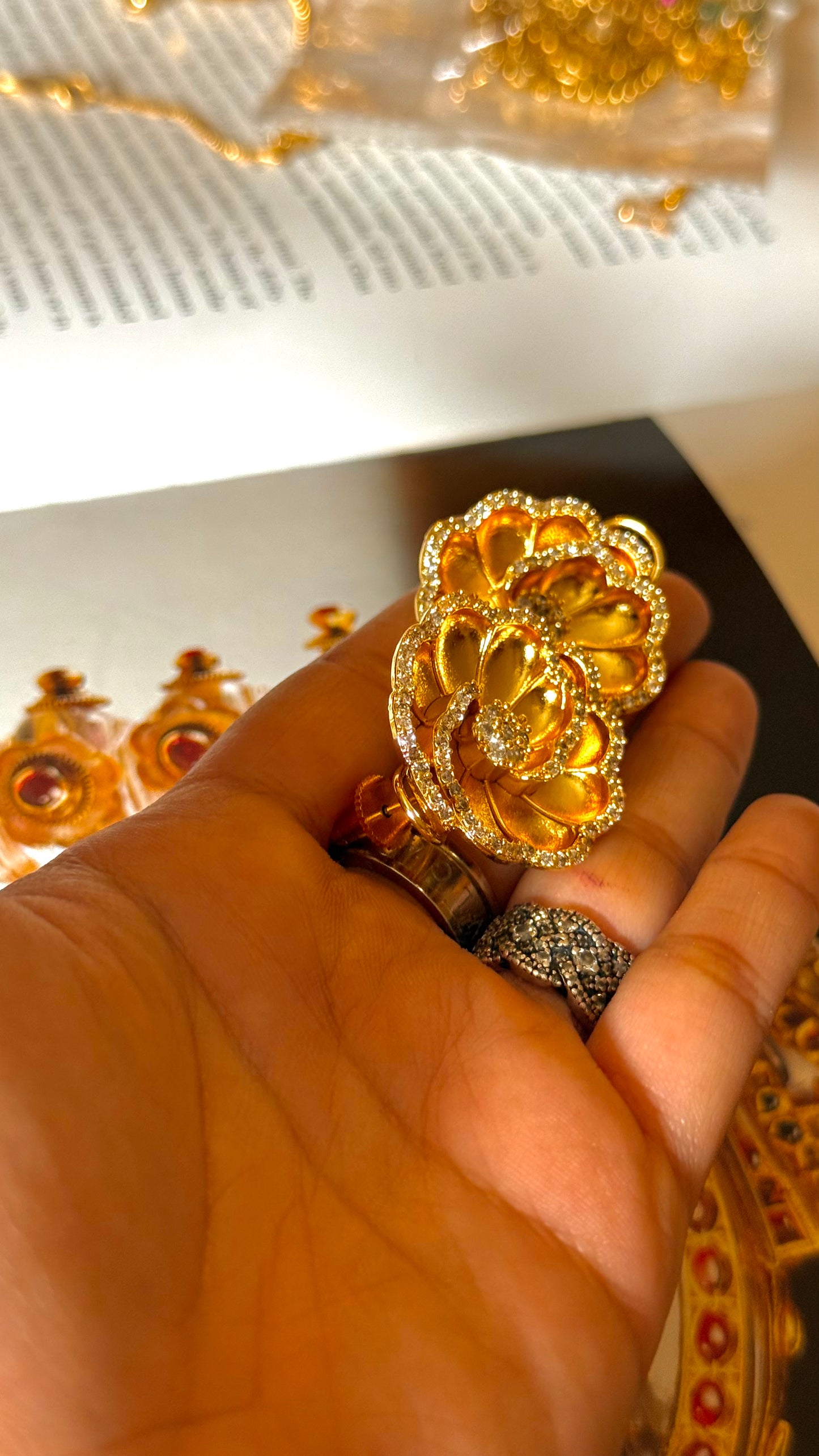 Dubai gold floral studs