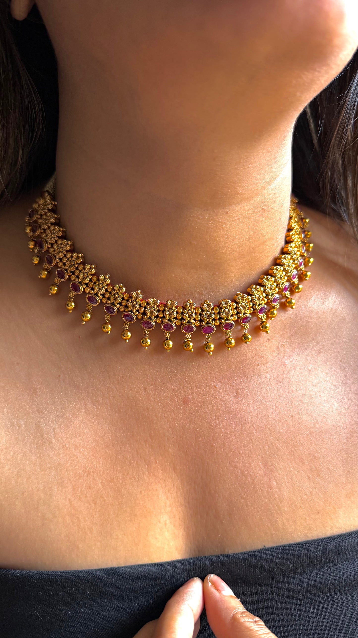 Maharashtrian gold ruby choker