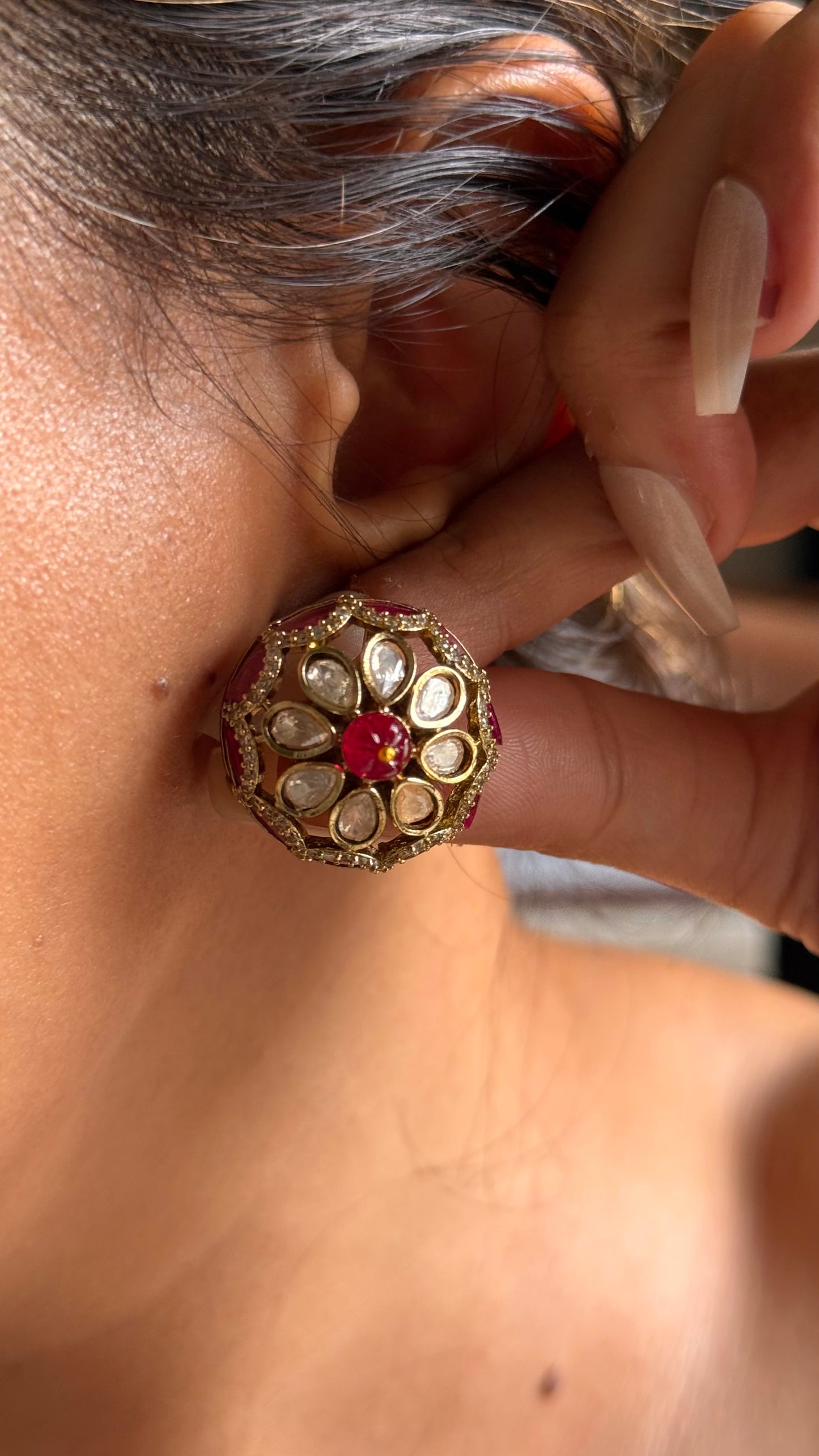 Sabyasachi inspired ruby floral with navratna meenakari Necklace