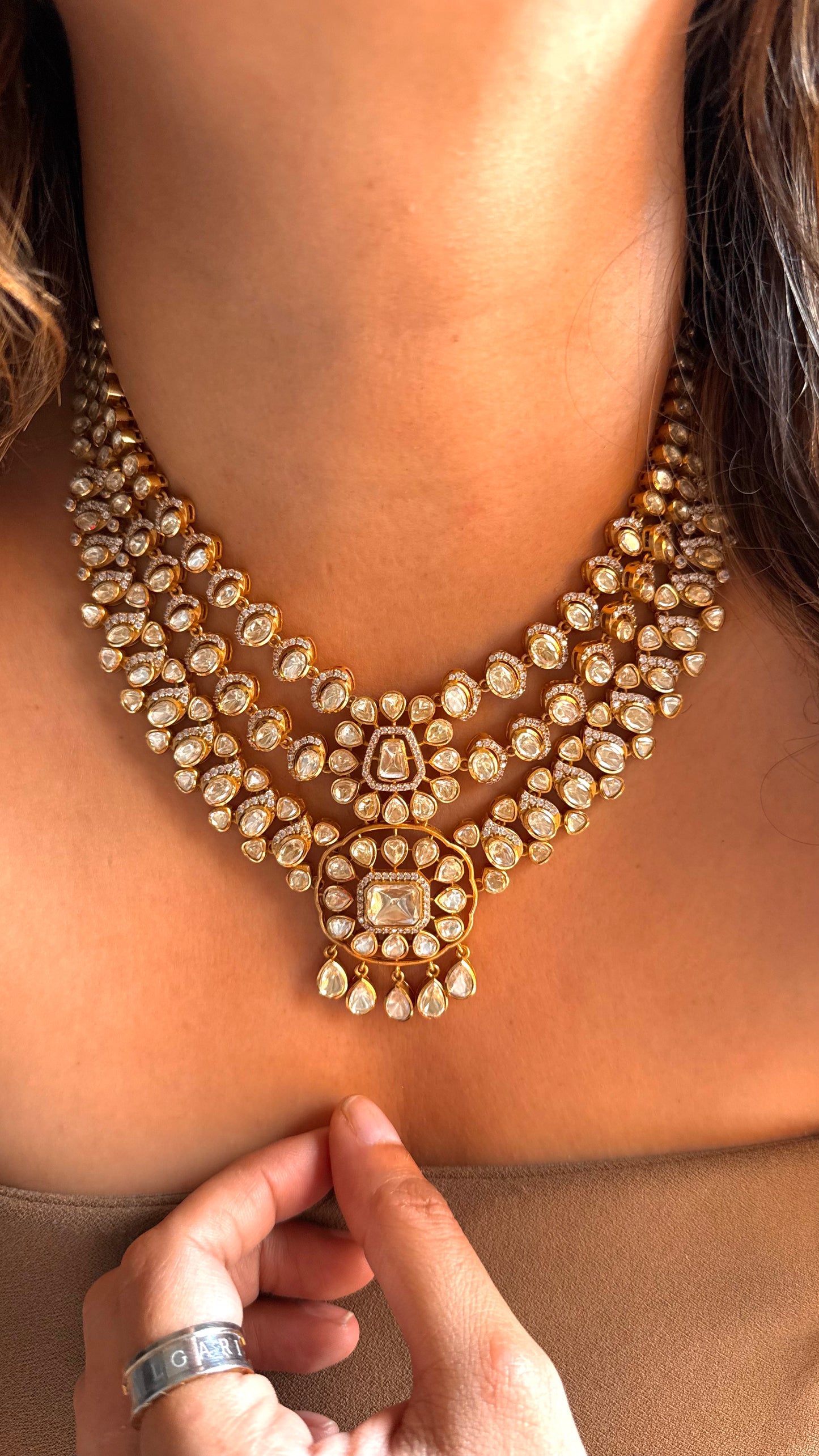 Ria designer bridal Asia LV Polki Necklace