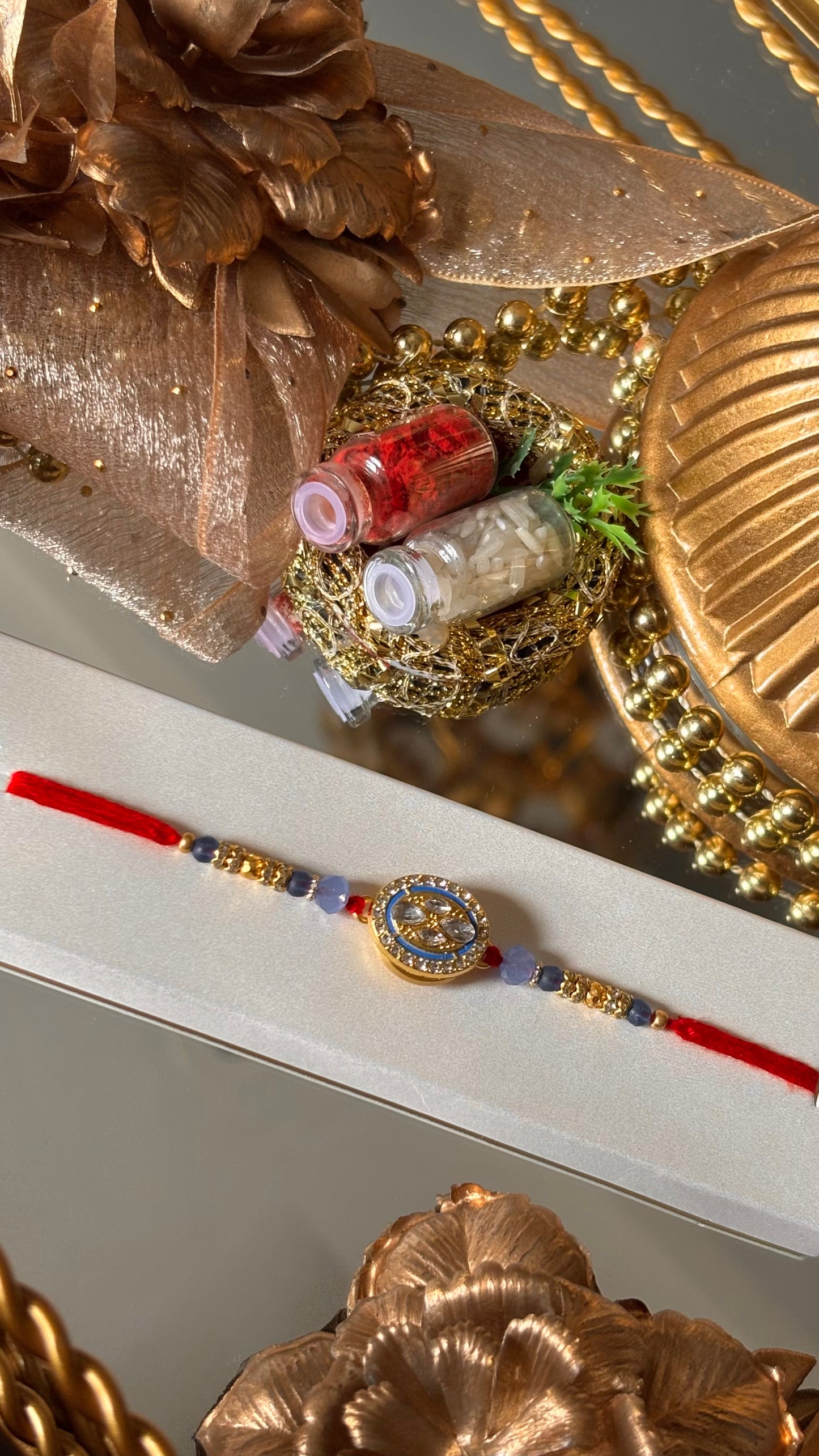 Diamond polki spinner Rakhi ( shipping will be extra )