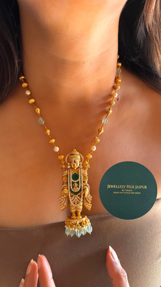 Lord venkateswara emerald Pendant set