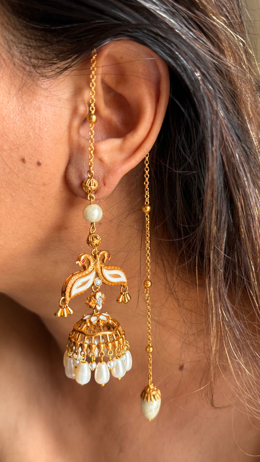 Mother of pearl lightweight Rajwada jhumki