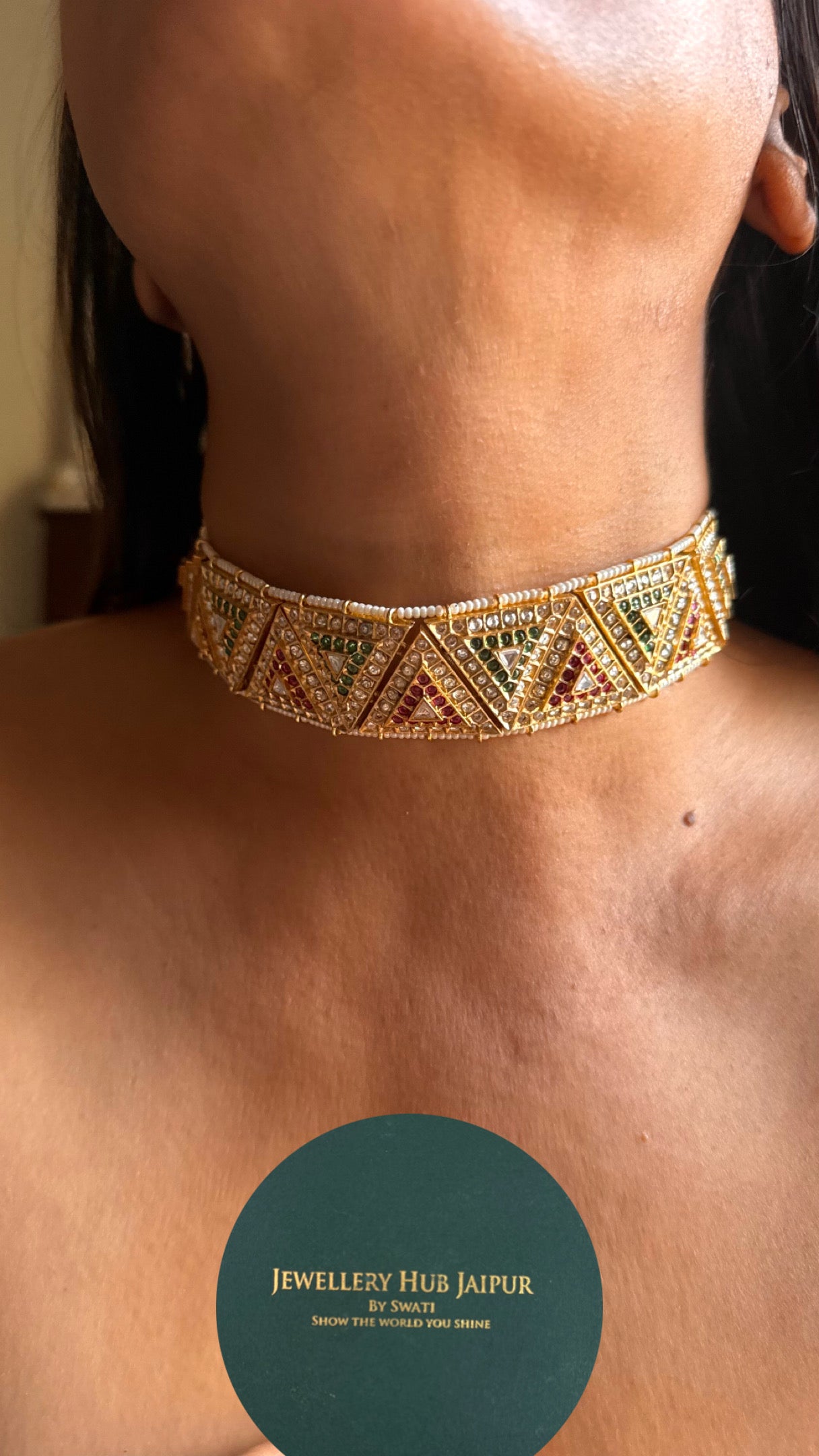 Paachi kundan ruby & emerald chikpatti