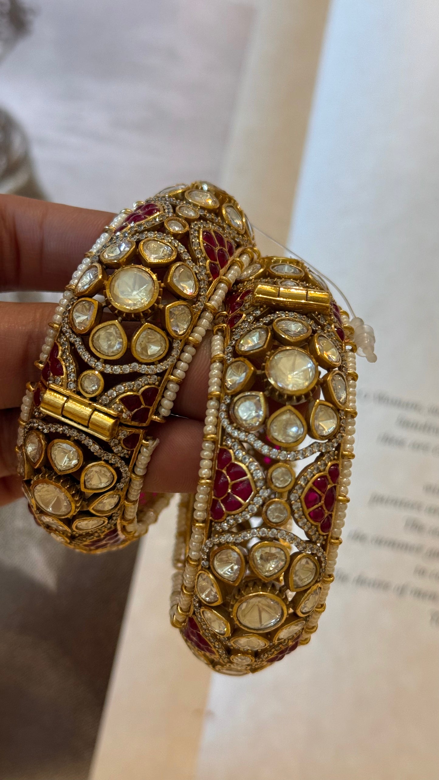 Ruby Real Moissanite Polki bangles