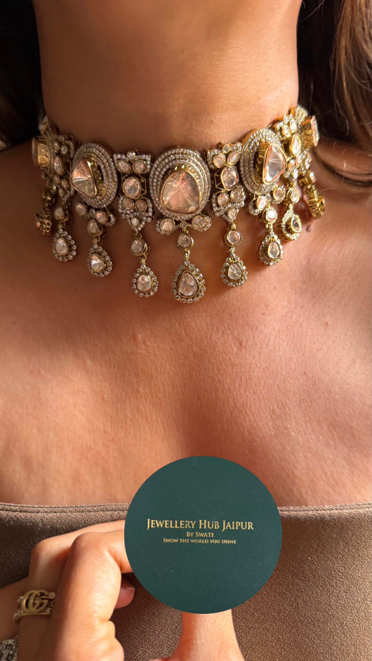 Uncut peeli polki Moissanite choker necklace