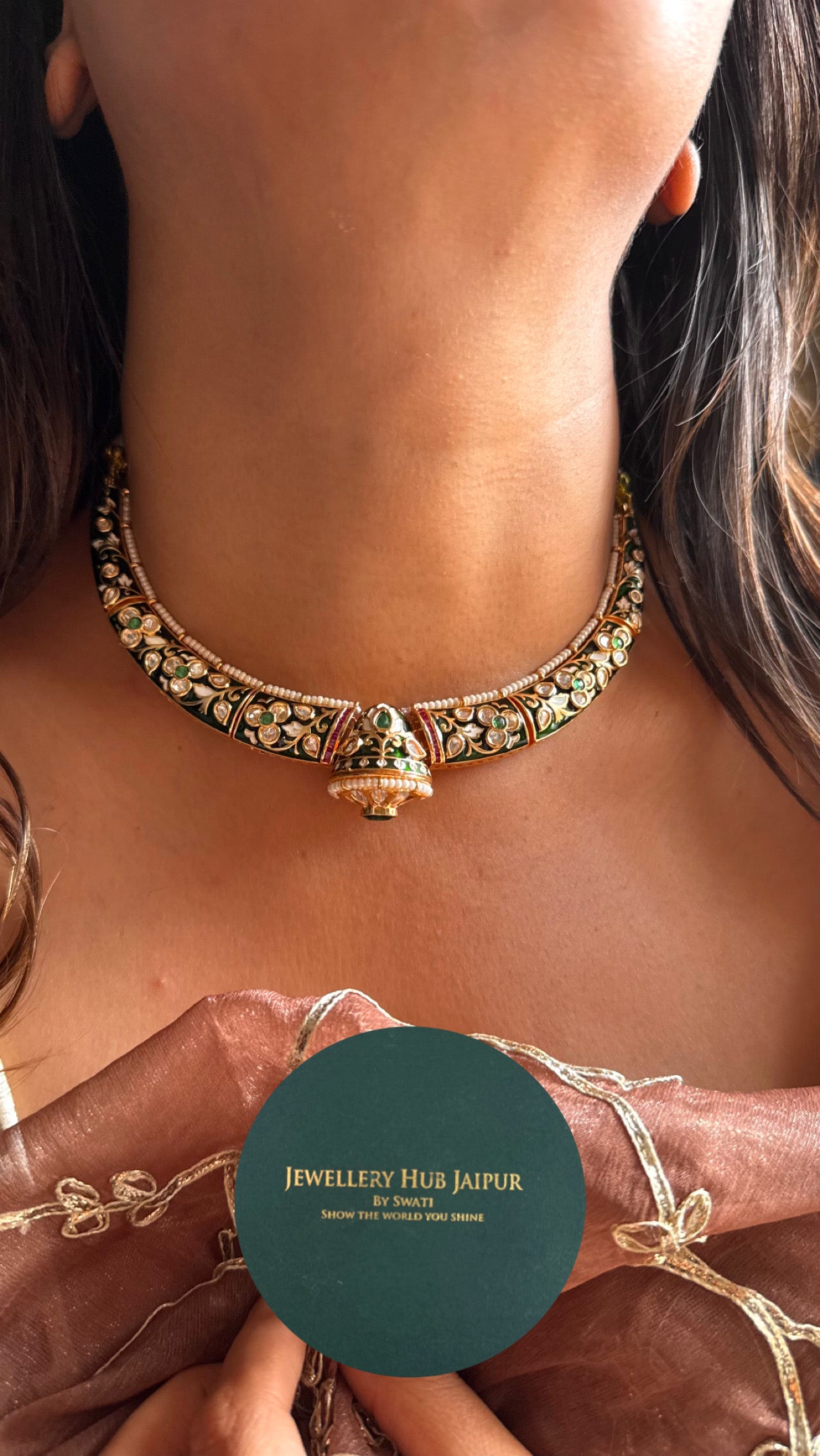 Emerald & ruby with Meenakari haslii