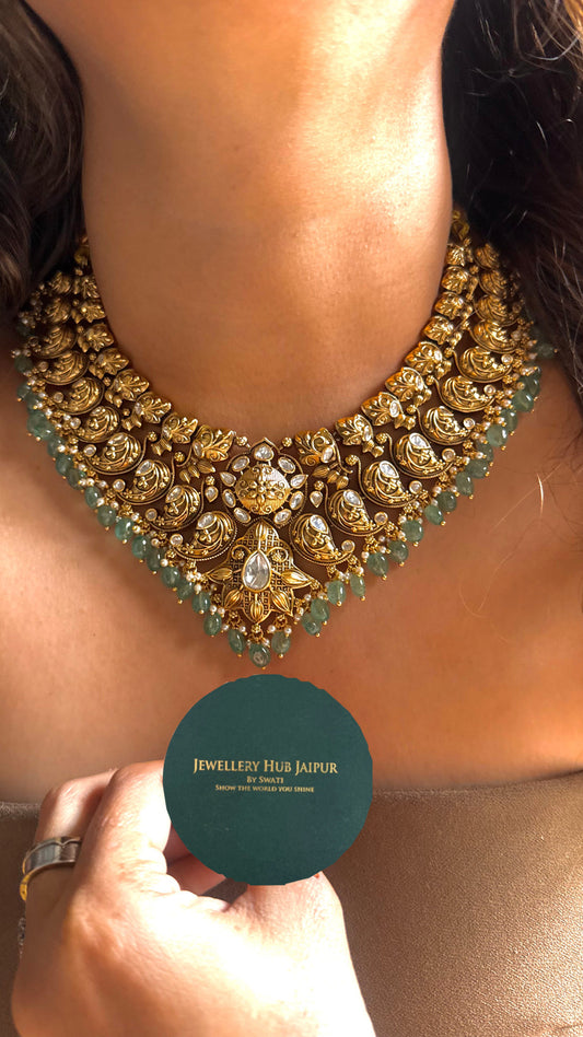Nakshi designer necklace with mint detailing