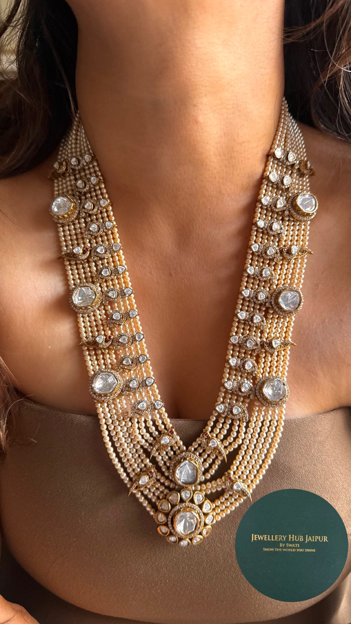 unisex uncut polki mala with earrings Necklace