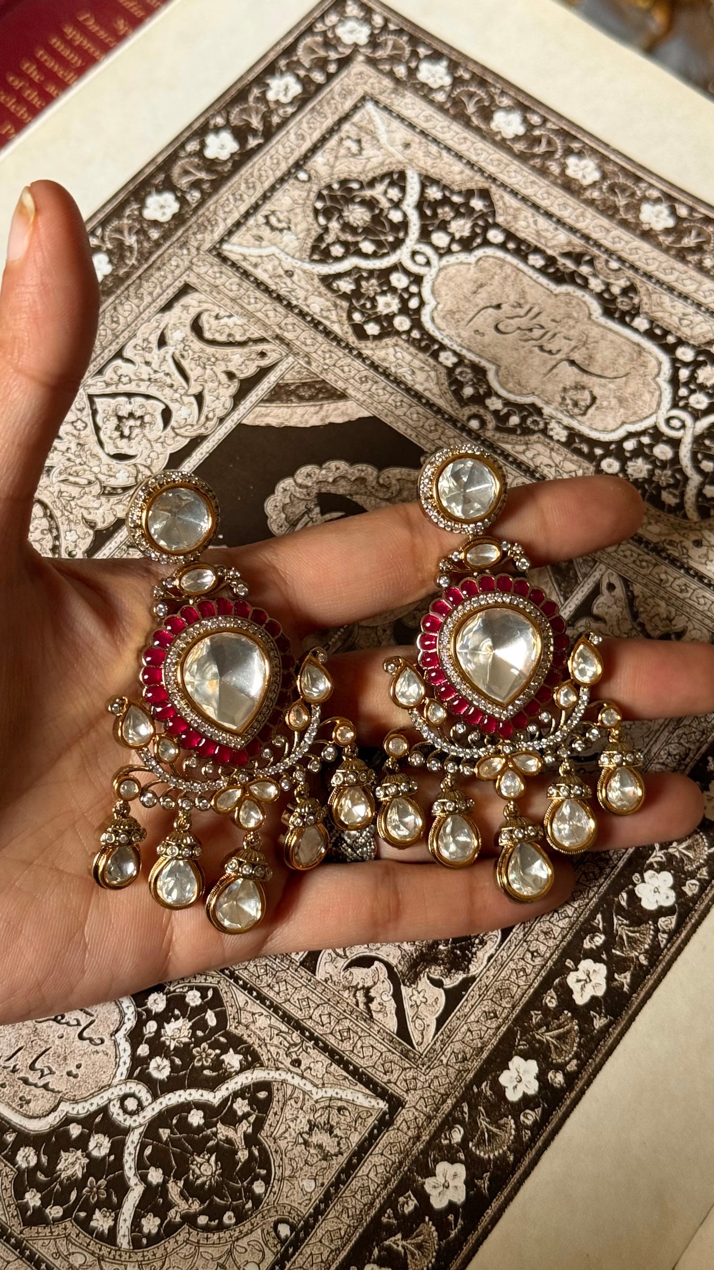Ruby moissanite polki danglers