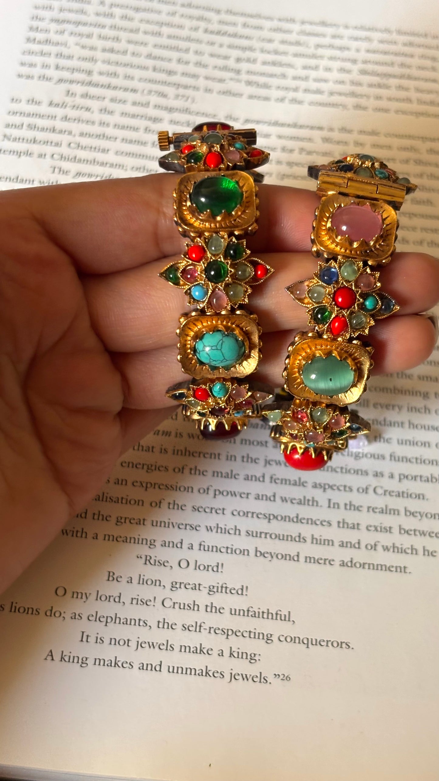Multicoloured dark gold polish navtana bangles