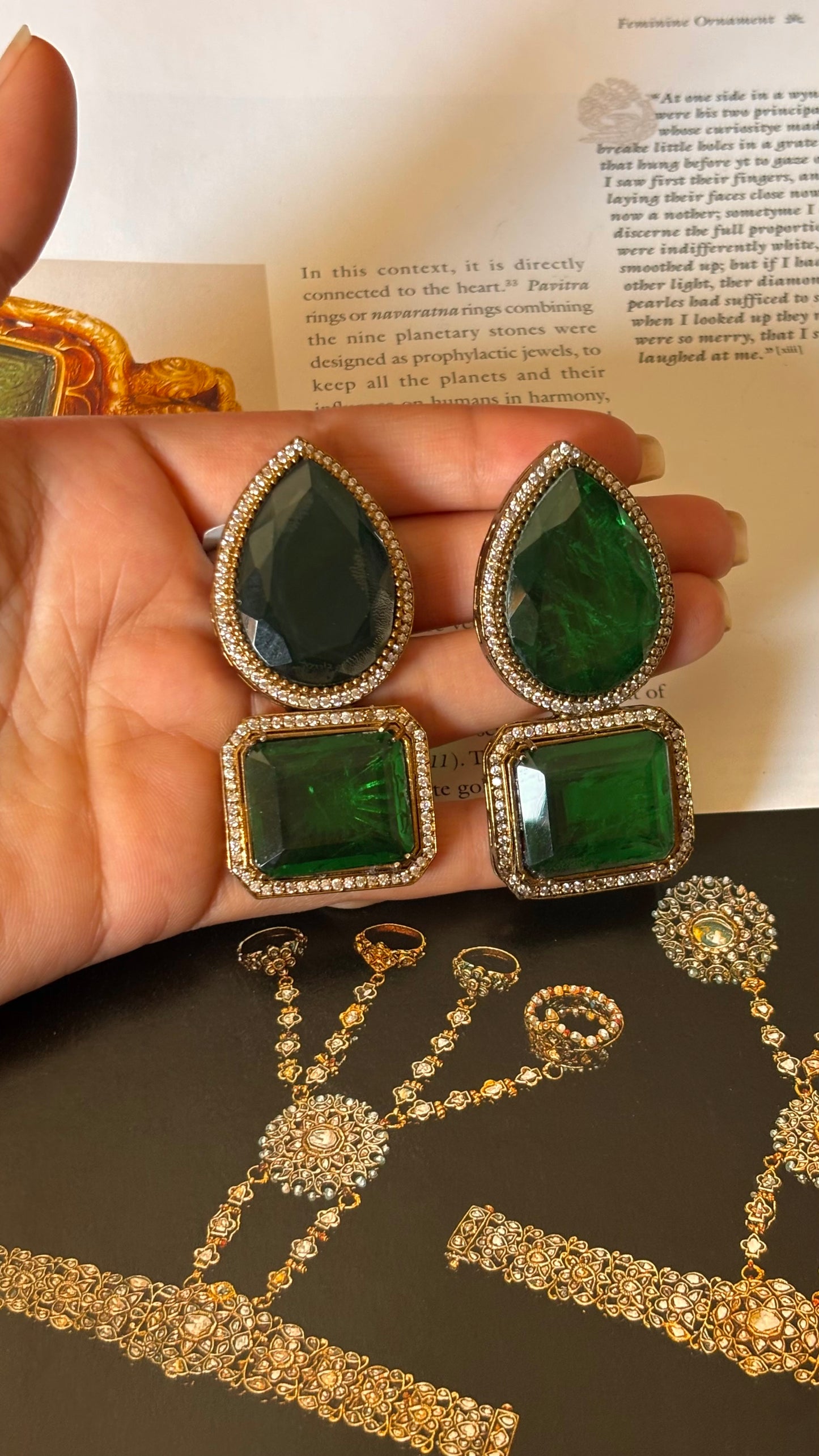 Designer emerald doublets danglers