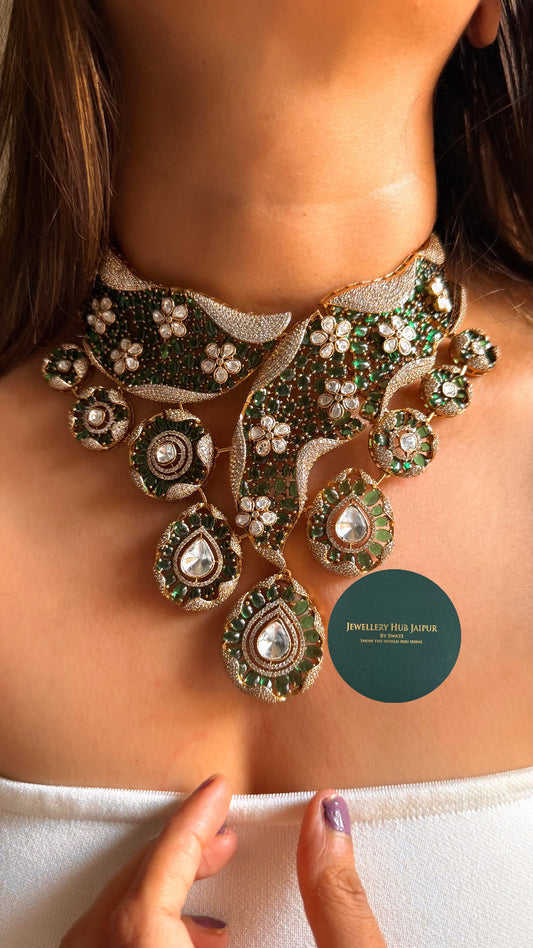 Ruhani Emerald moissanite designer necklace