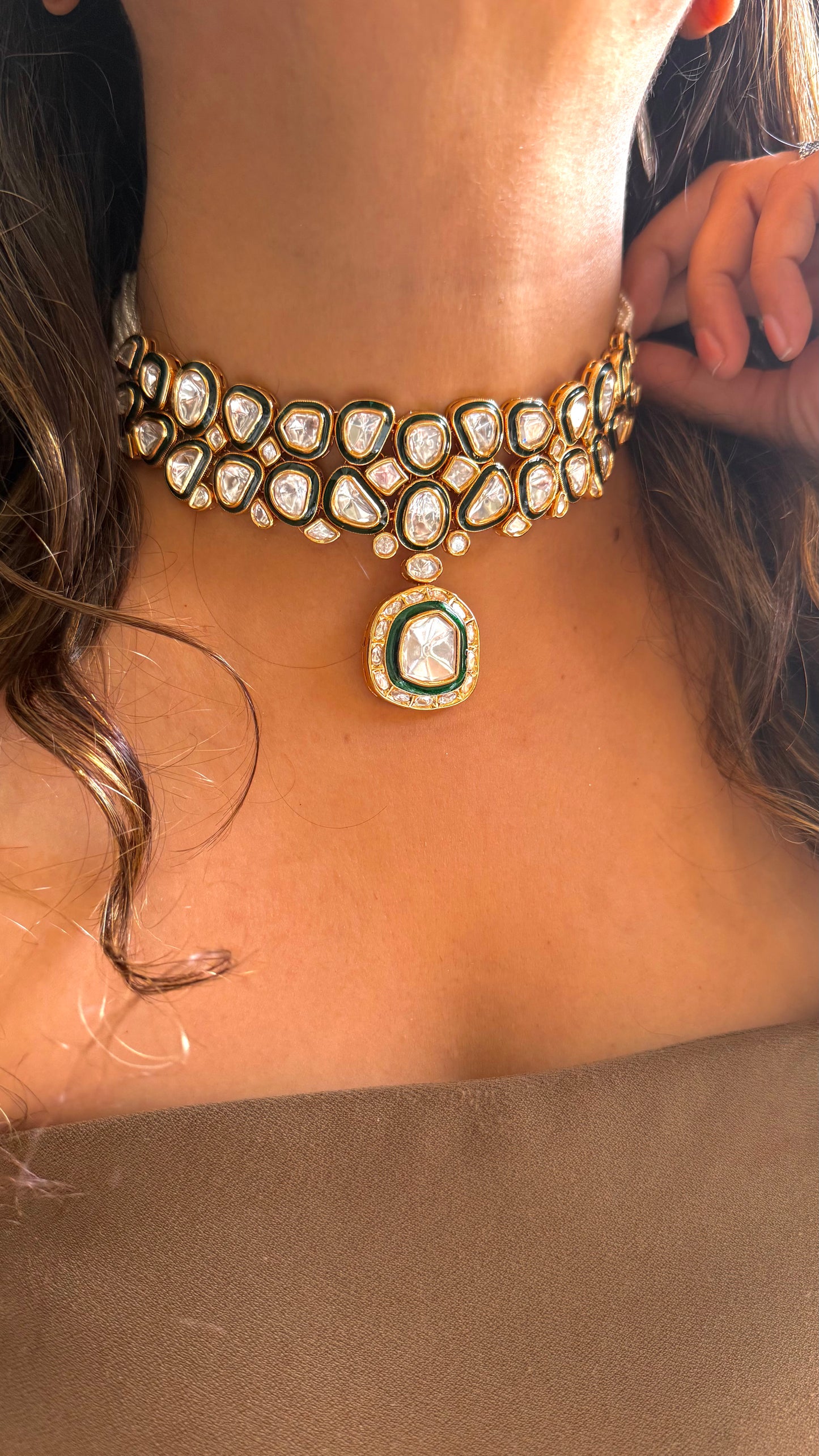 Meenakari uncut polki designer Choker