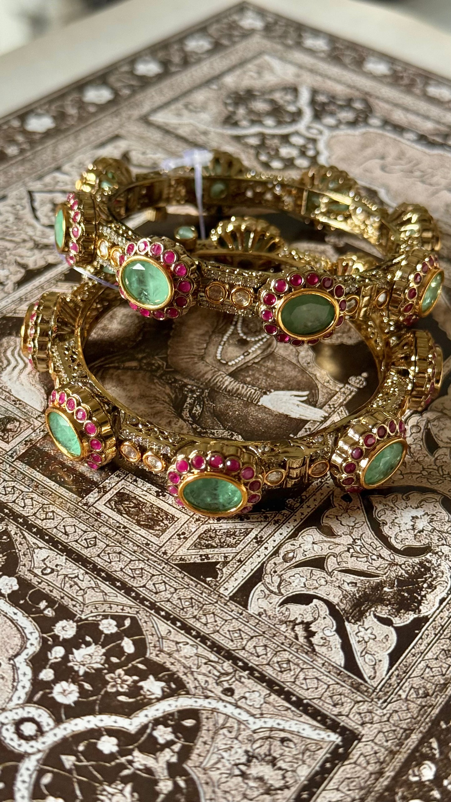 Mint doublet & rani pink katdana victorian openable bangle