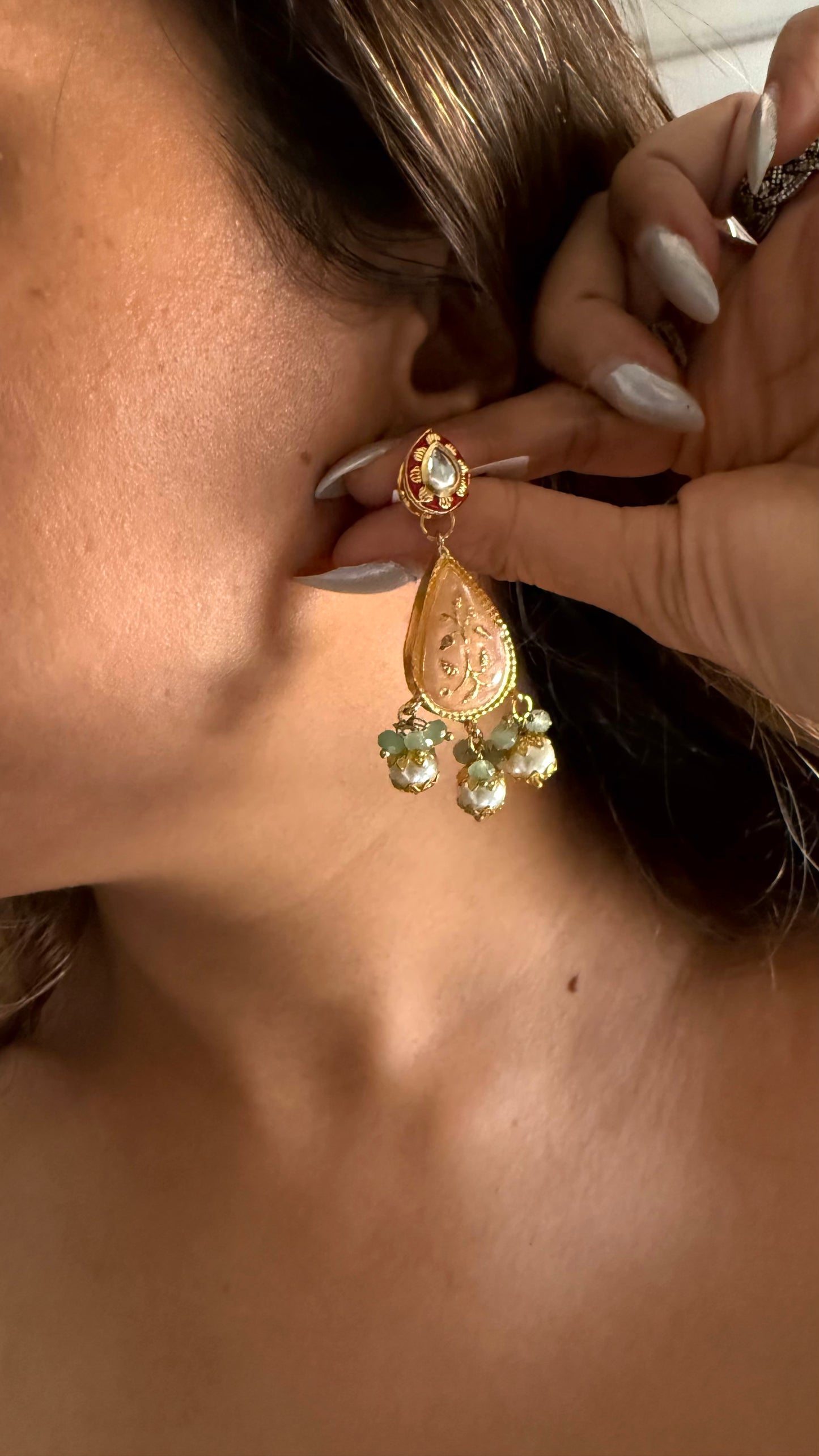 Mint meenakari necklace