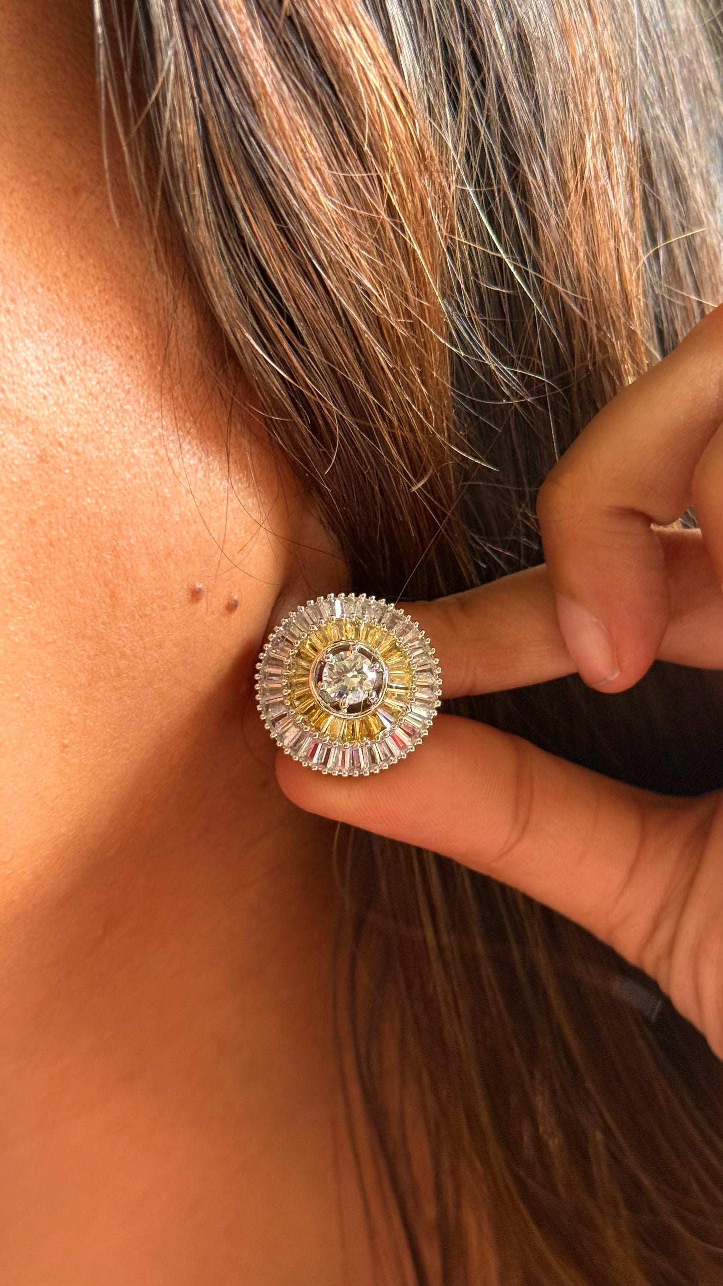 Topaz diamond studs