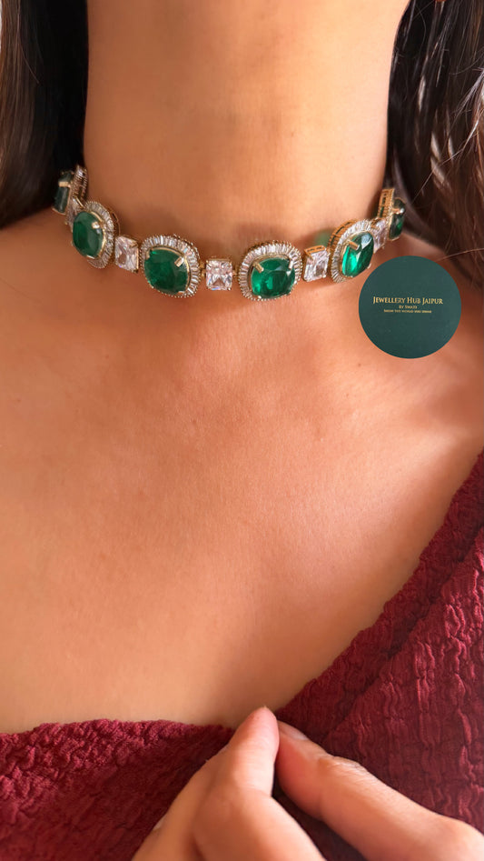 Emerald diamond takkar work choker
