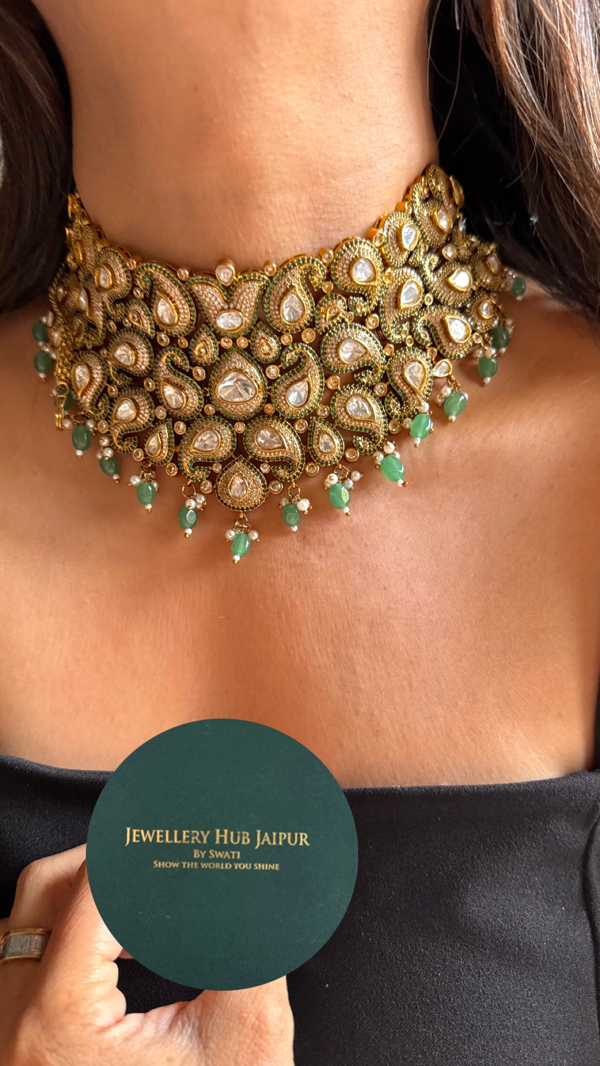 Heritage with mint drops bridal choker