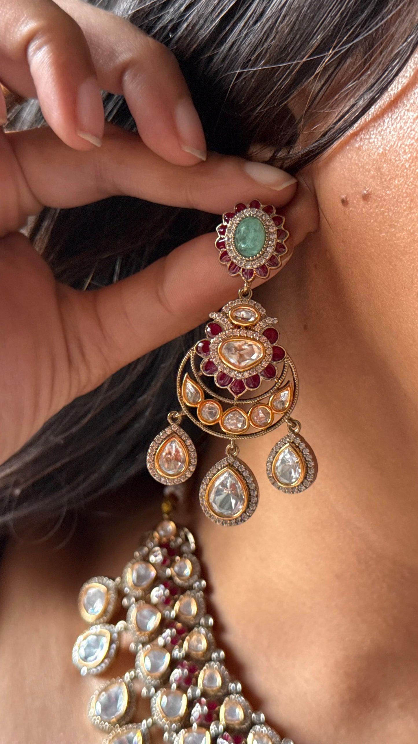 Vintage with mint doublet polki necklace