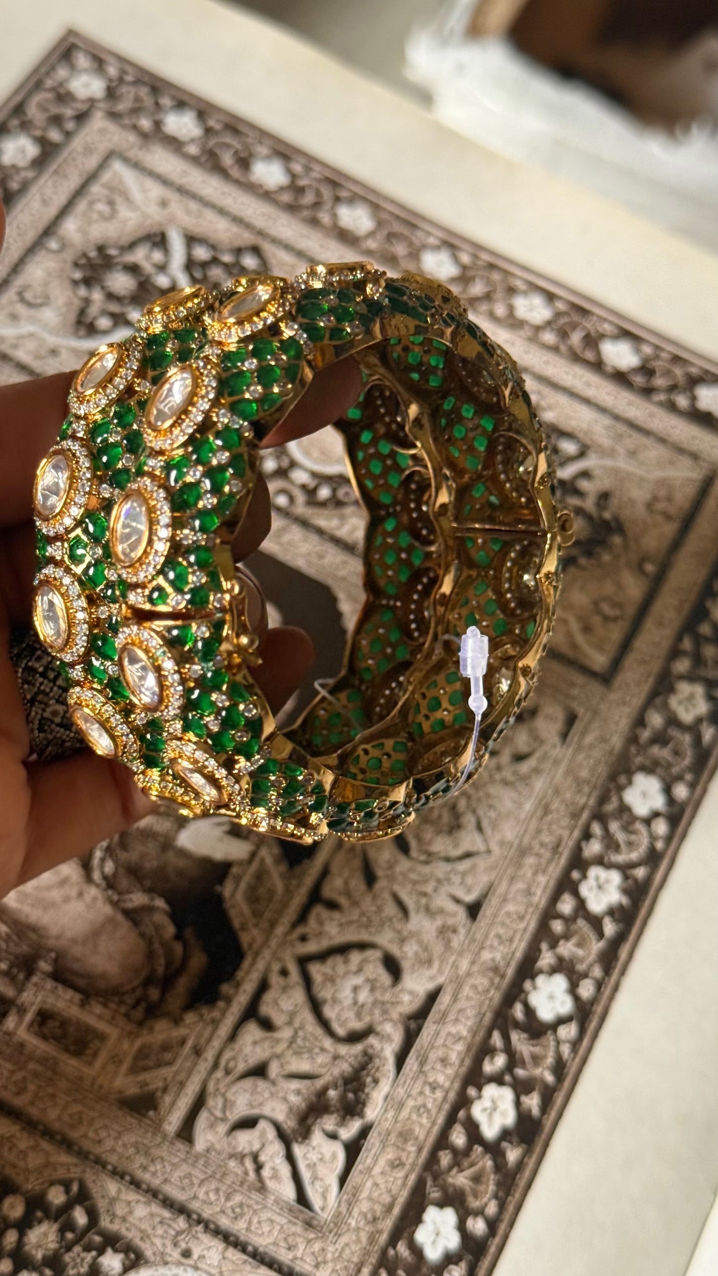 Emerald katdana moissanite openable bangle
