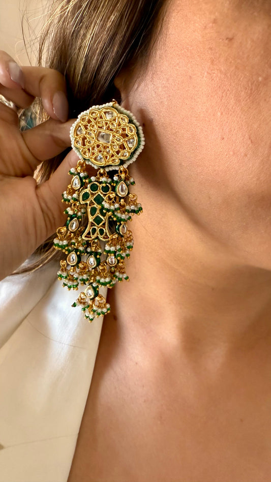 Emerald Meenakari chandbali