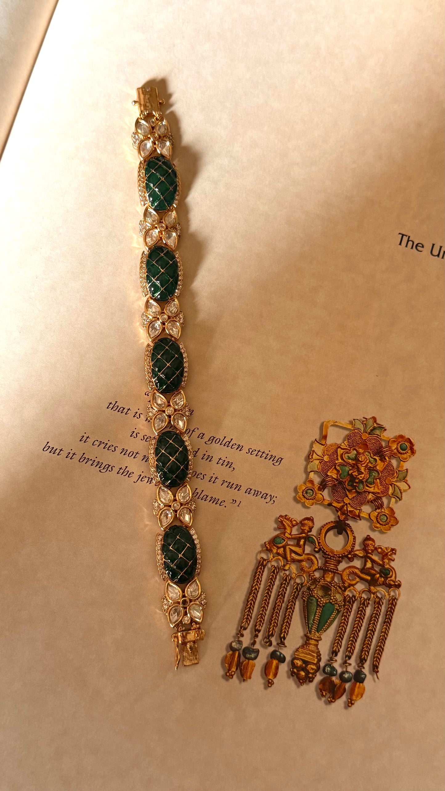 Emerald katdana moissanite bracelet