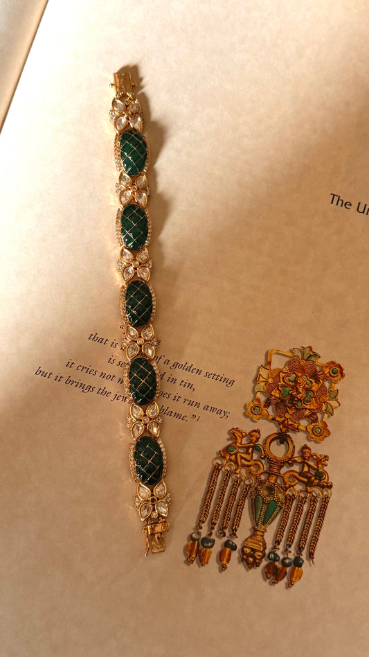Emerald katdana moissanite bracelet