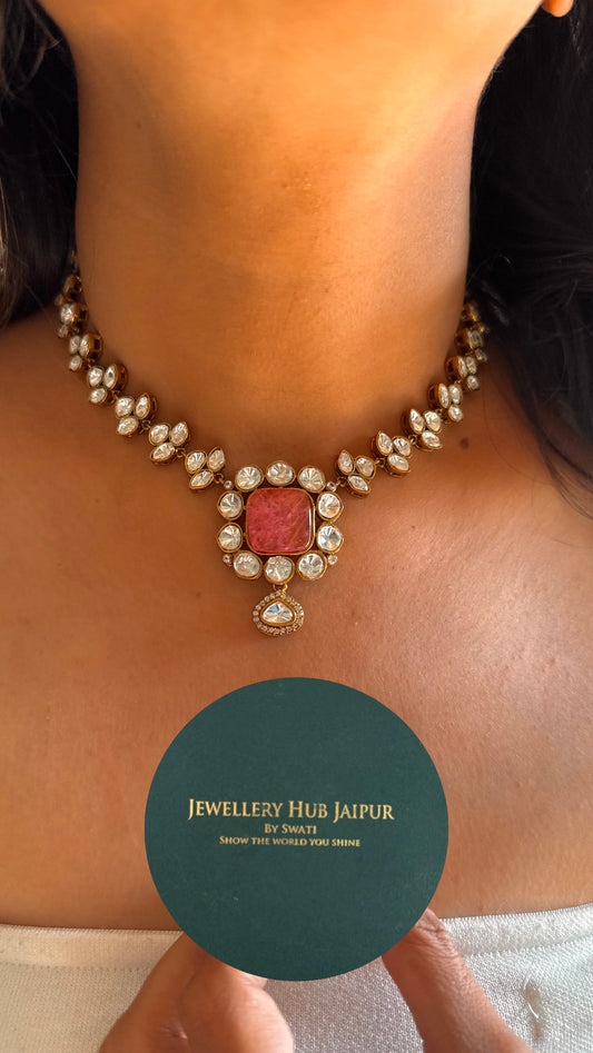 rose quartz victorian minimal necklace