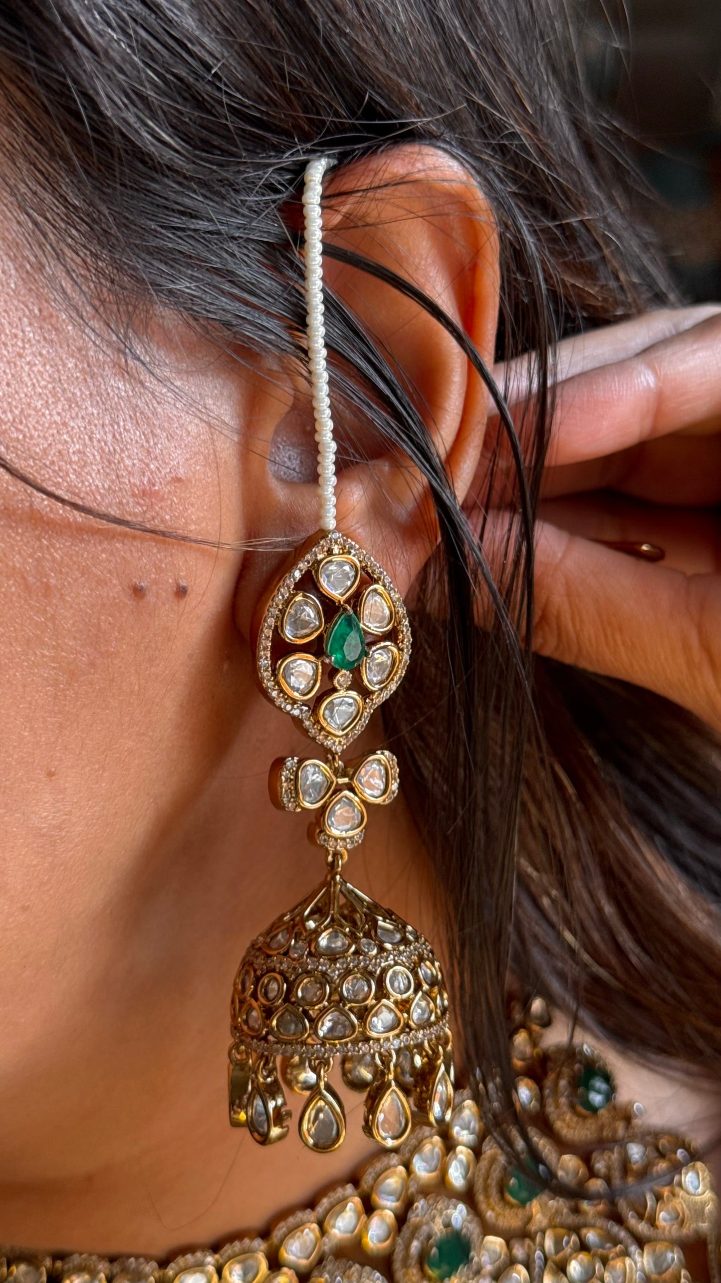 Emerald  with doublet stone bridal combo Necklace