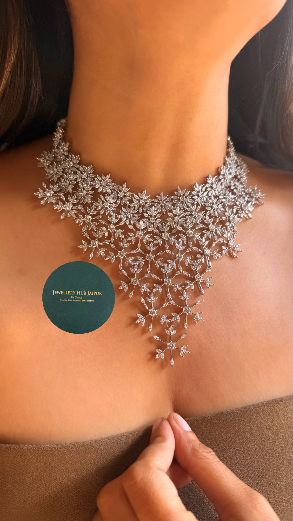Diamond Designer rhodium Sparkle necklace