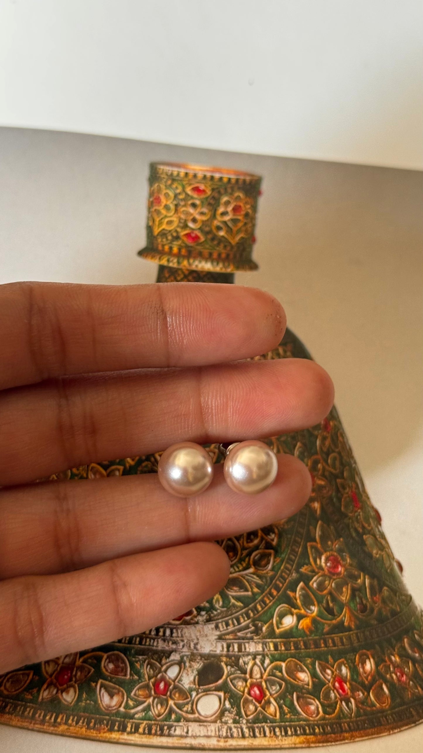 Rose gold pearl studs
