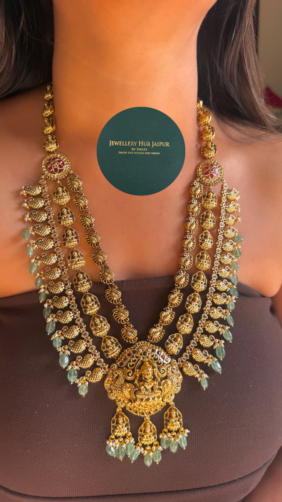 Triple layer heritage temple necklace