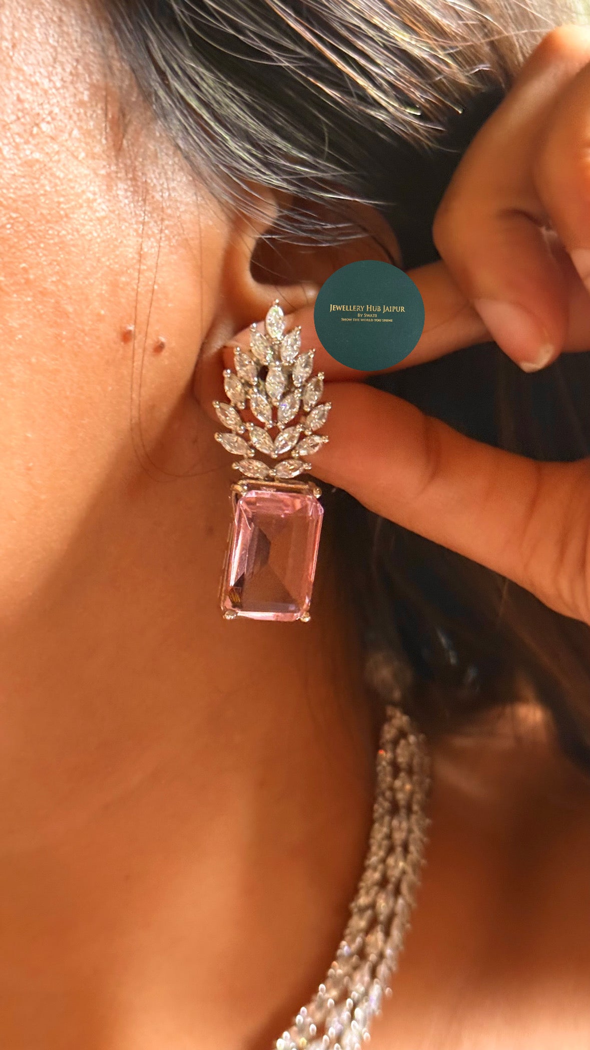 Rosella Rose quartz doublet with cocktail design diamond set