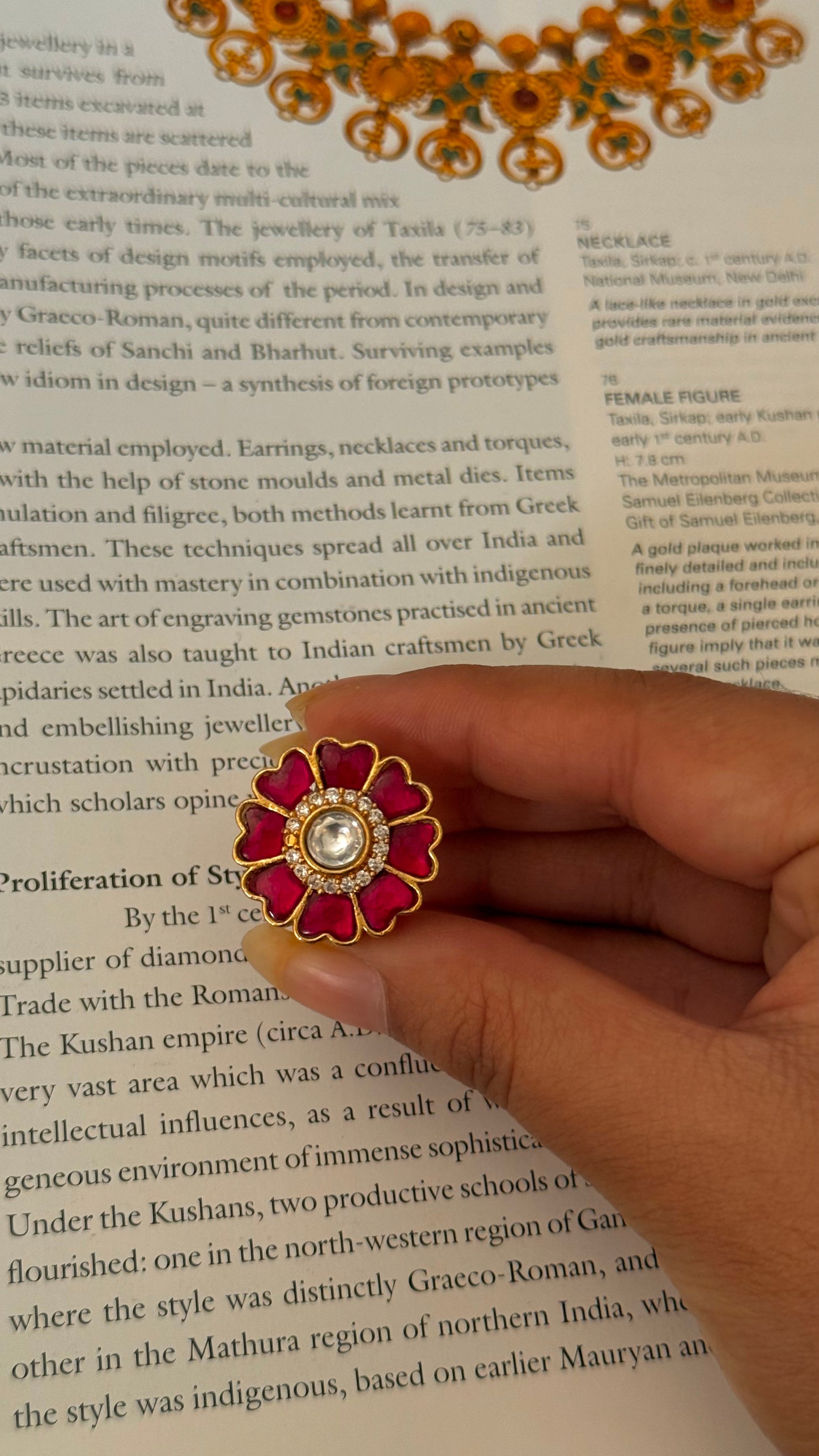 Rani pink paachi kundan heritage ring