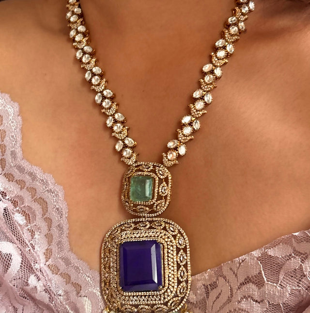 Tanzanite & mint statement necklace