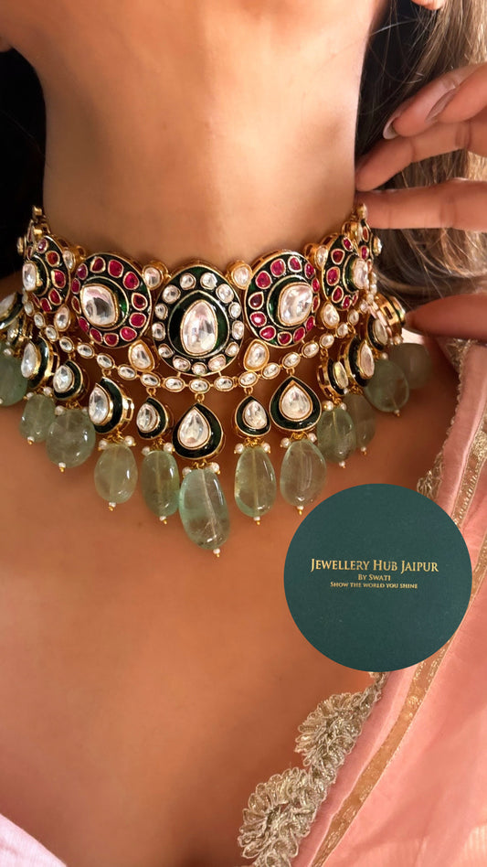 mint and ruby Choker necklace set