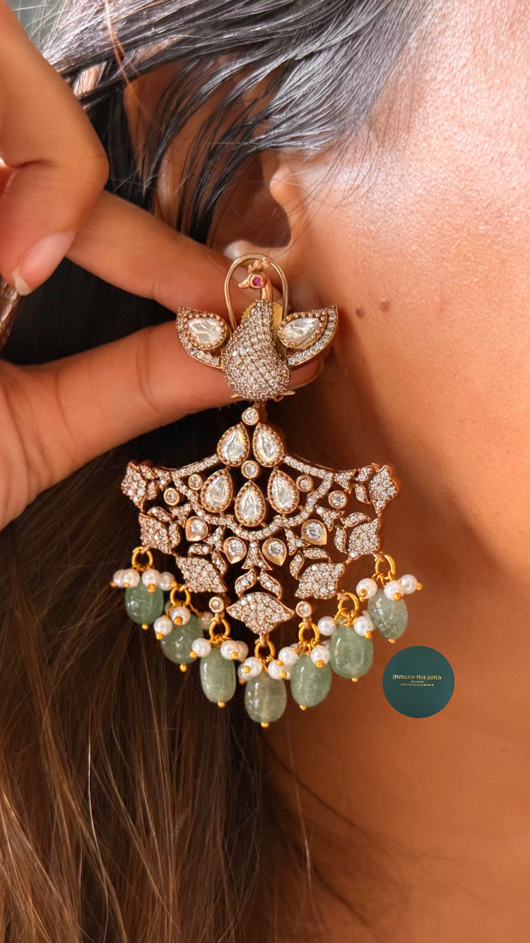 Peacock inspired mint & ruby collar necklace
