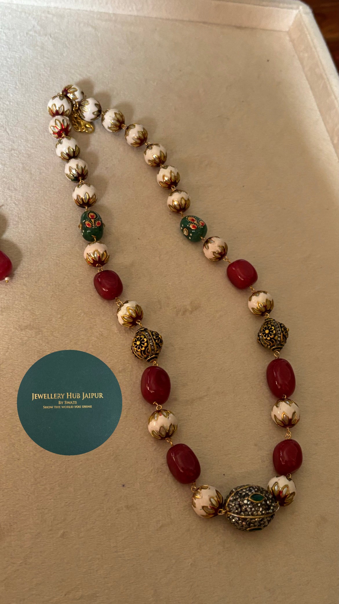 Ruby meenakari string with earrings