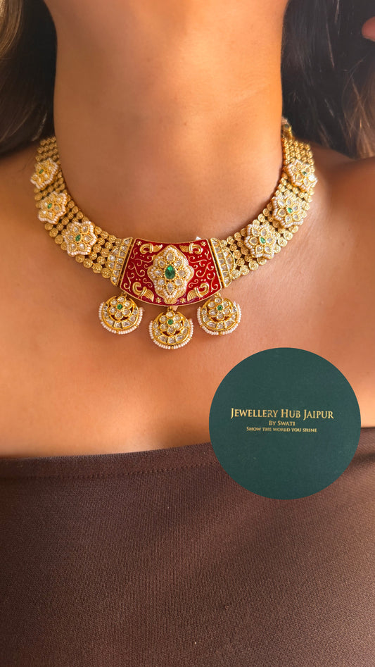 Tribhuvan Das Zaveri inspired Meena Kari Heritage necklace
