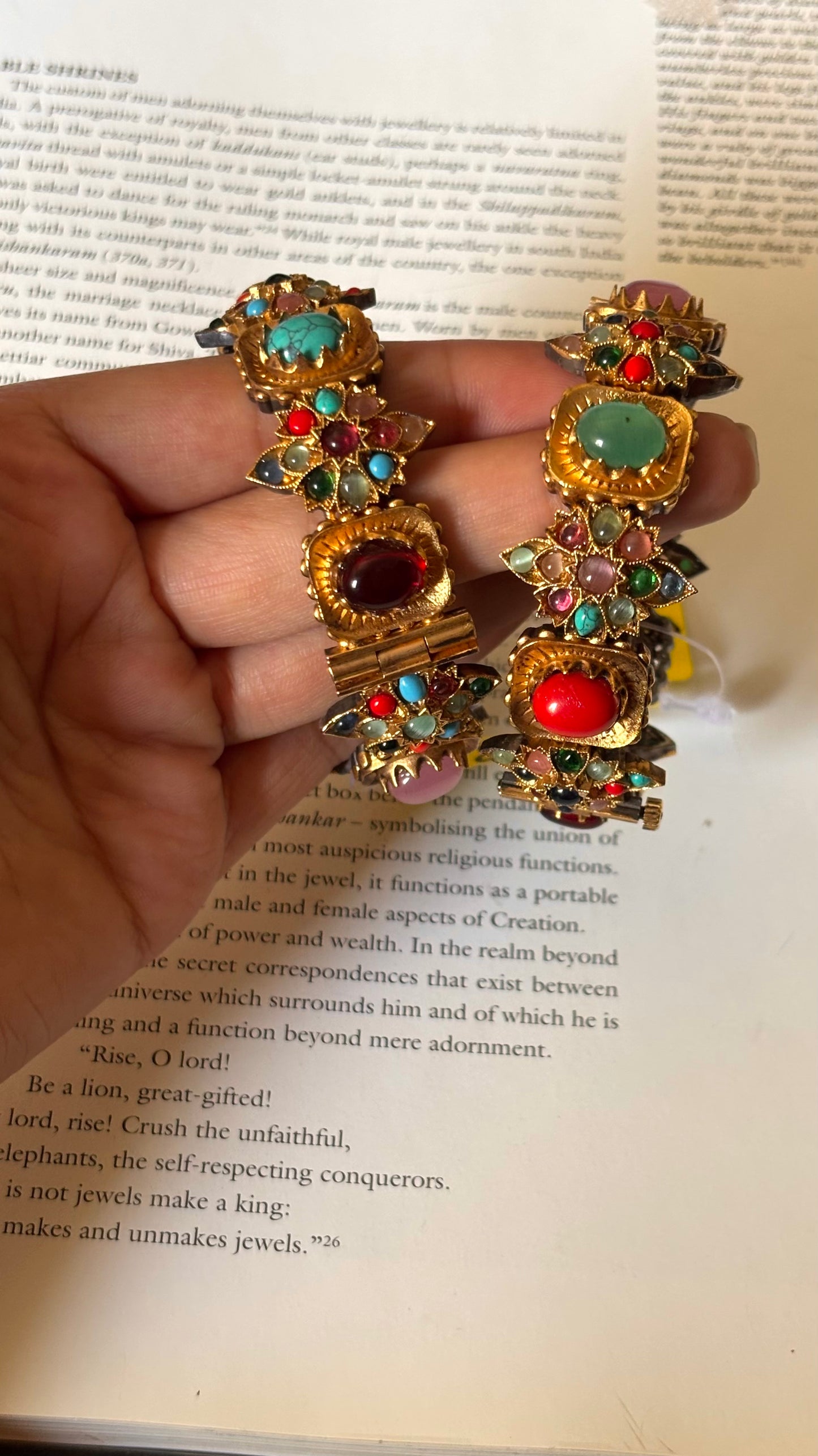 Multicoloured dark gold polish navtana bangles
