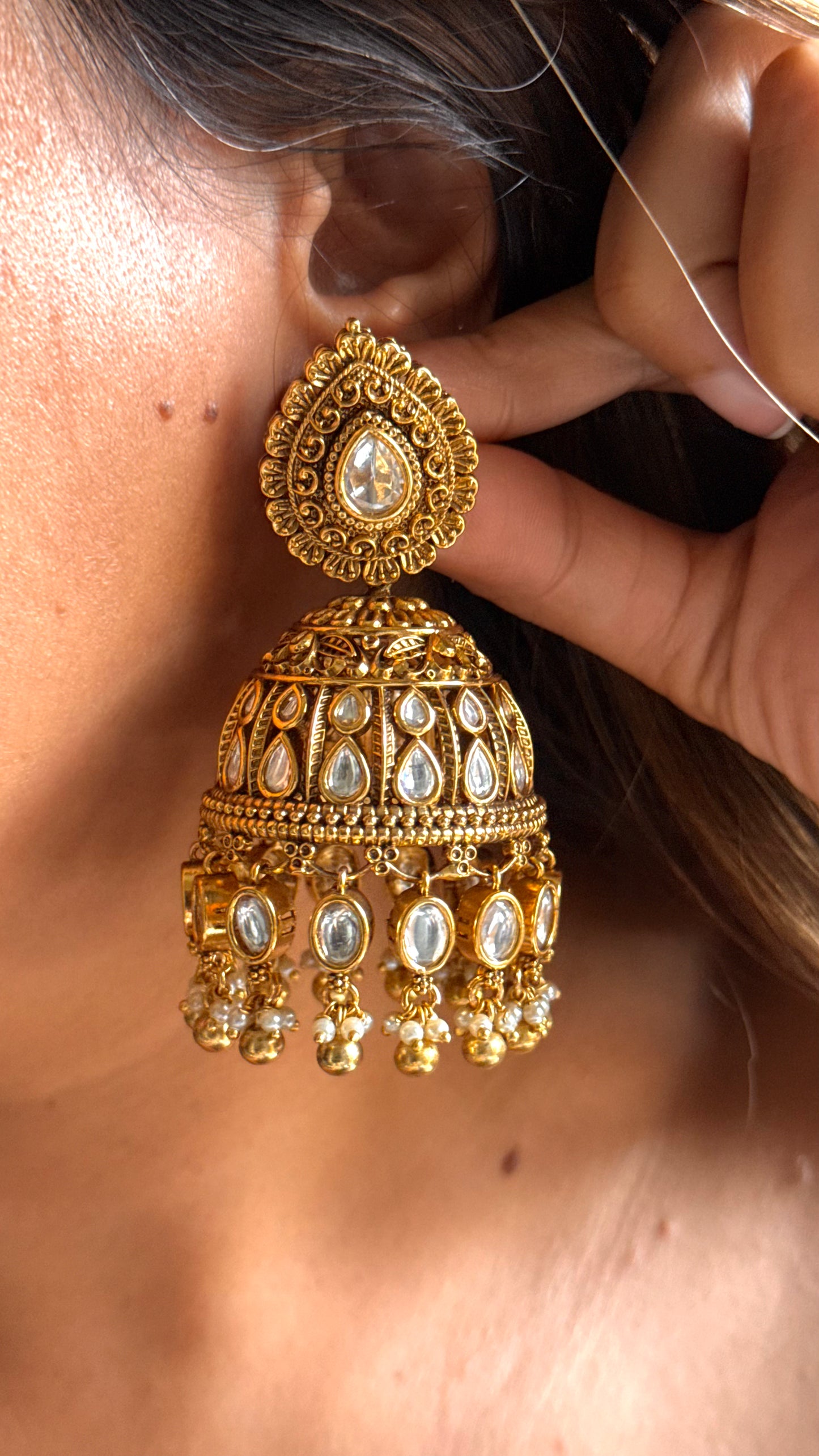 Oxidised heritage royal rajwada uncut polki necklace