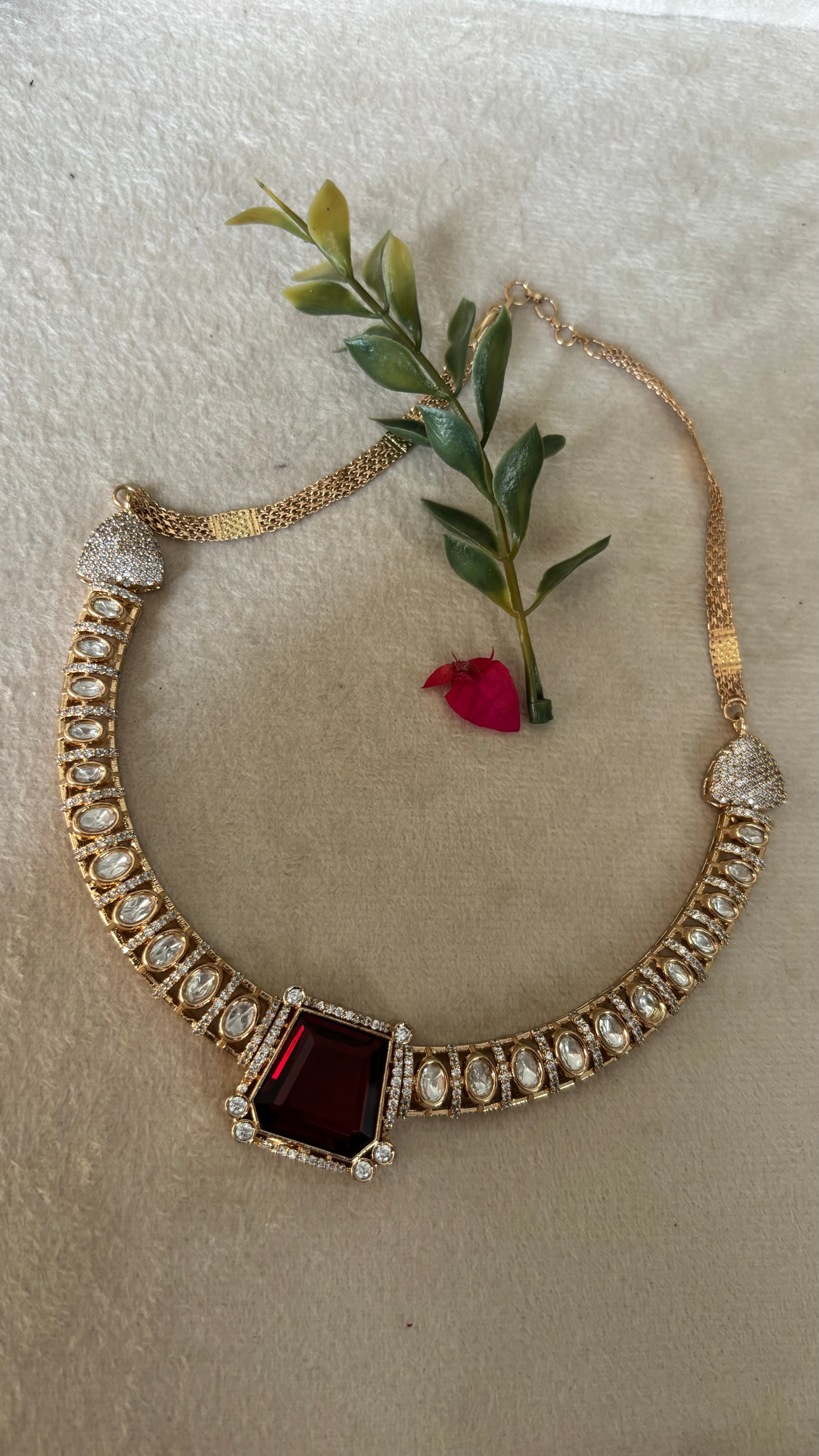 Ruby moissanite collar necklace