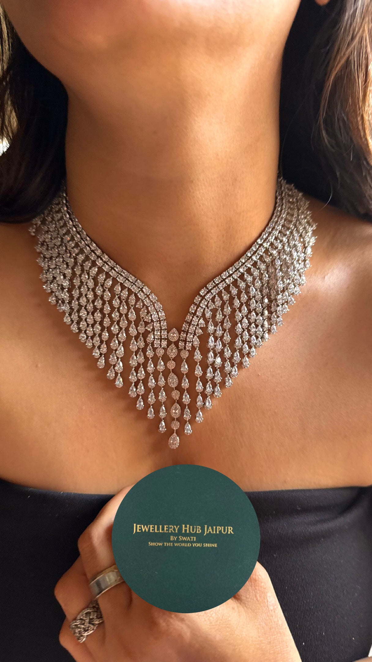 Cz diamond doublets designer collar Necklace