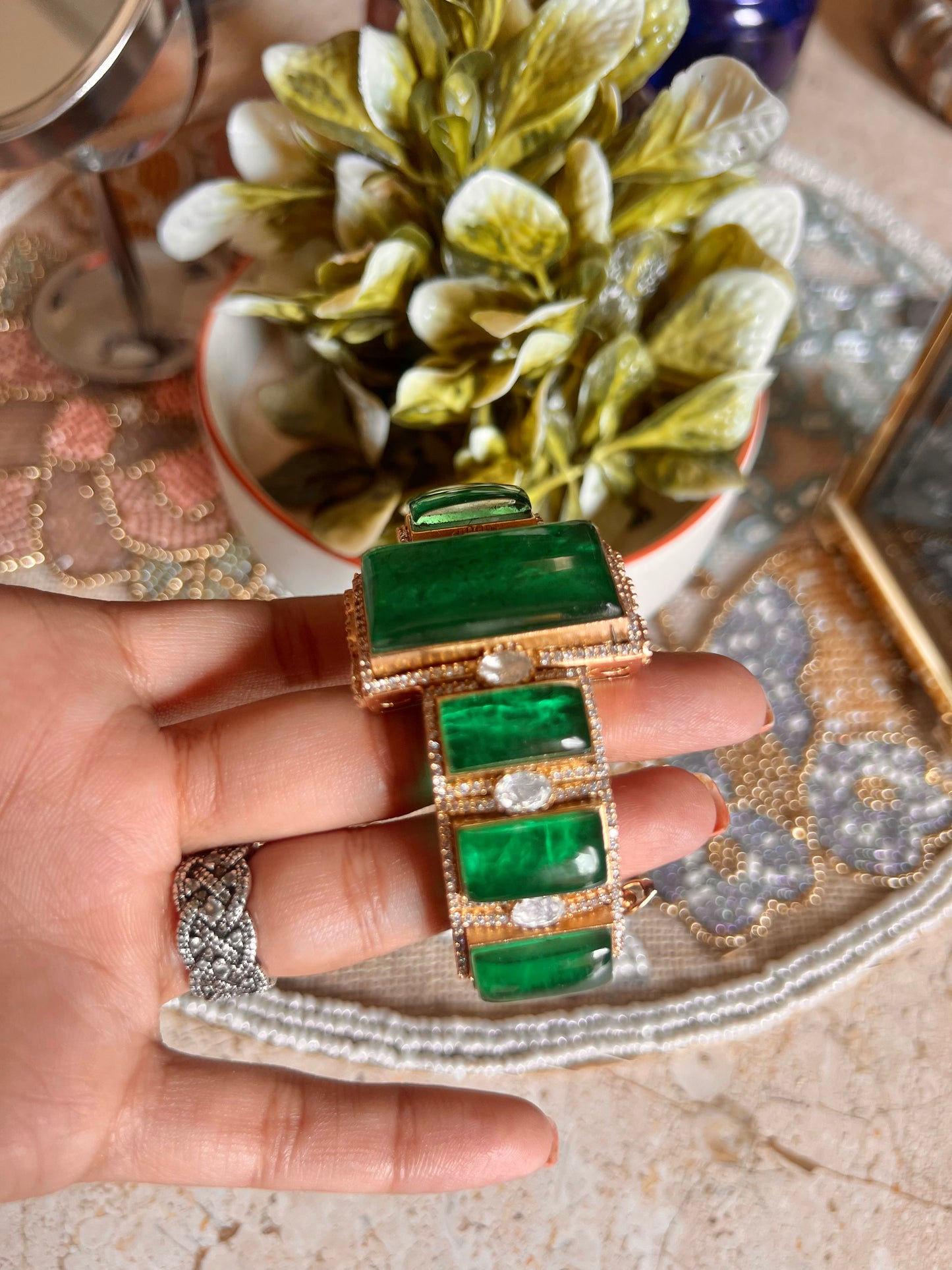 Emerald doublet bracelet