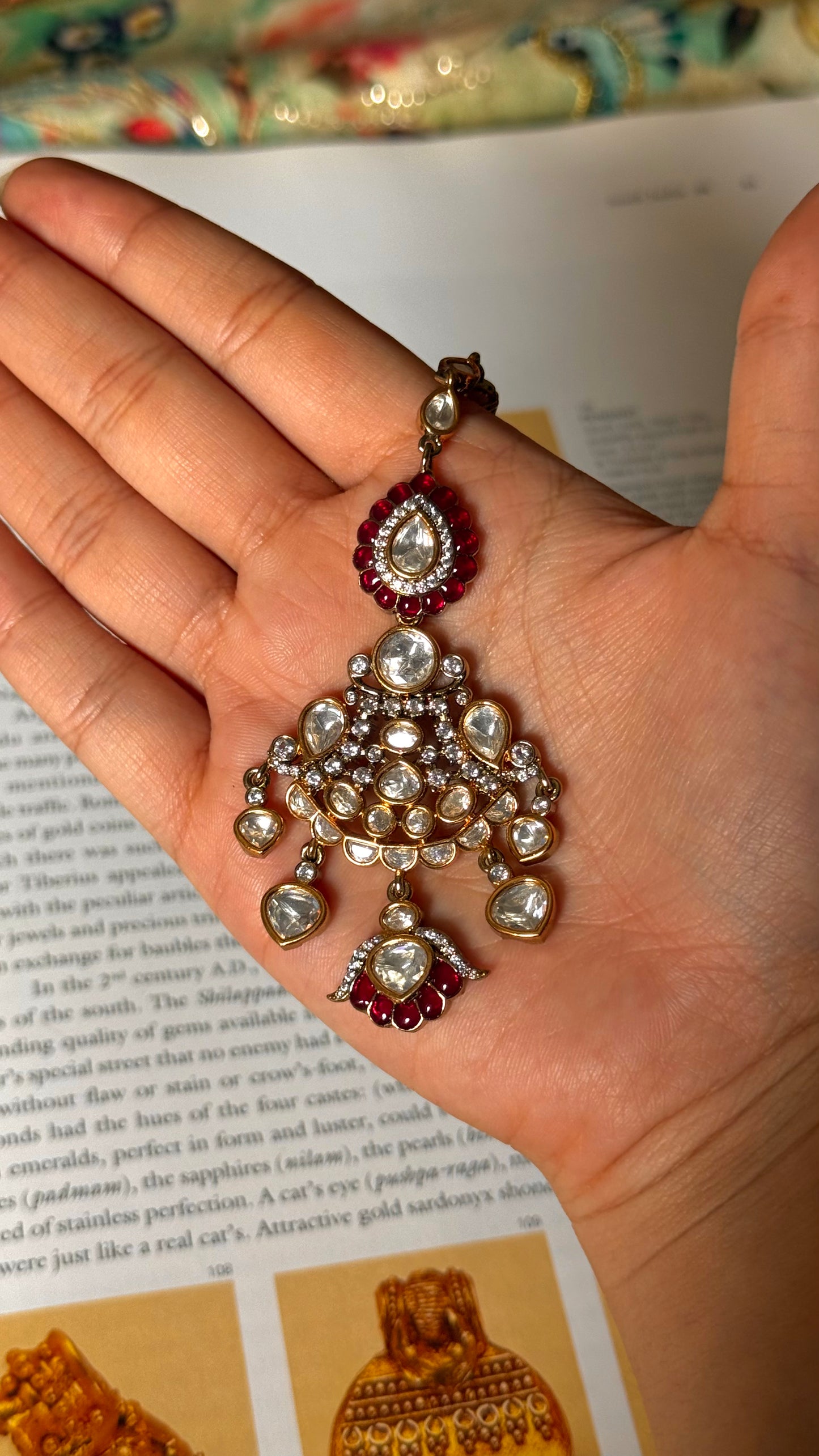Rani pink ruby katdana moissanite Maangtika
